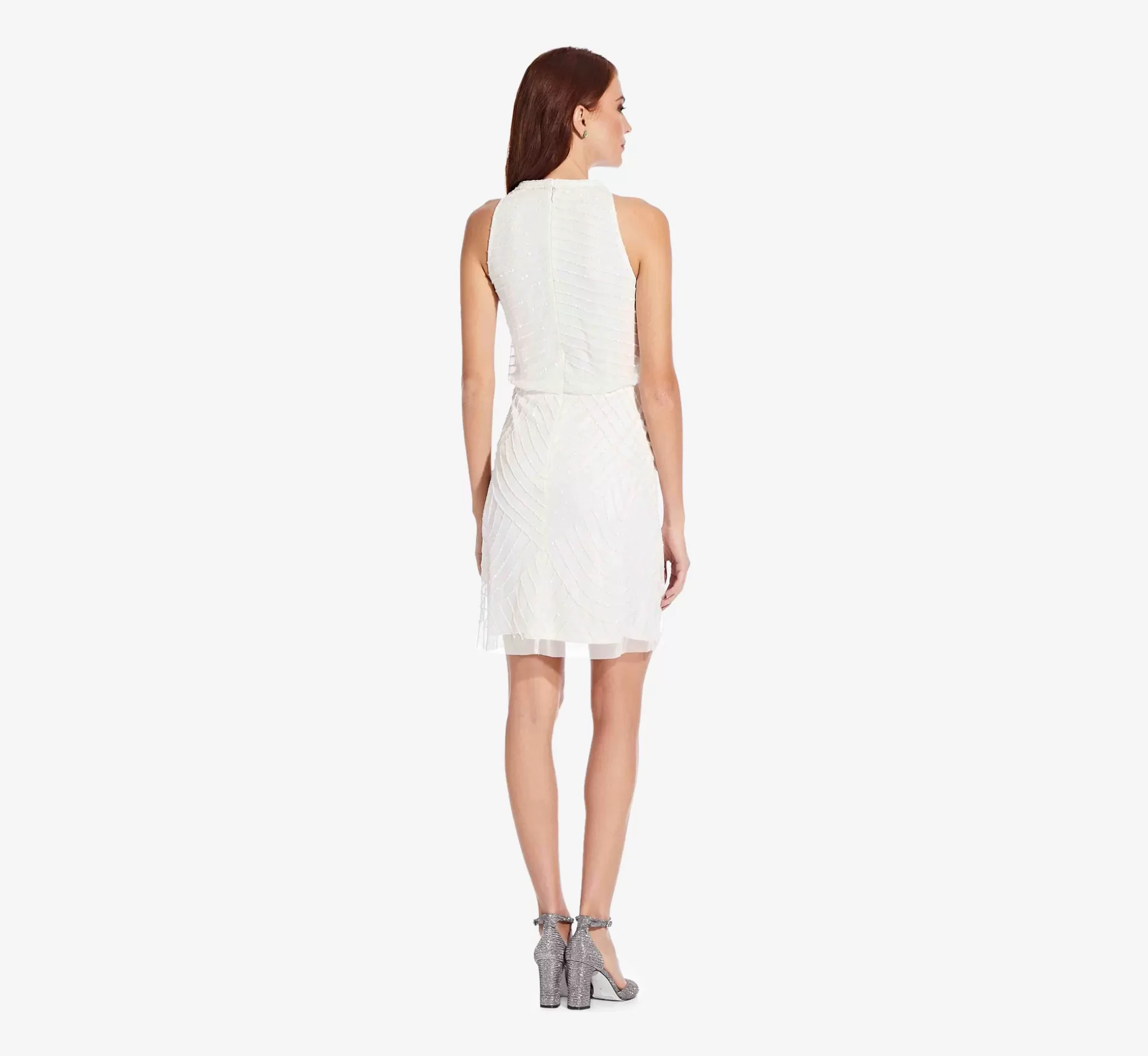 Best Art Deco Cocktail Dress With Halter Neck In Ivory Little White Dresses | Short Wedding Dresses