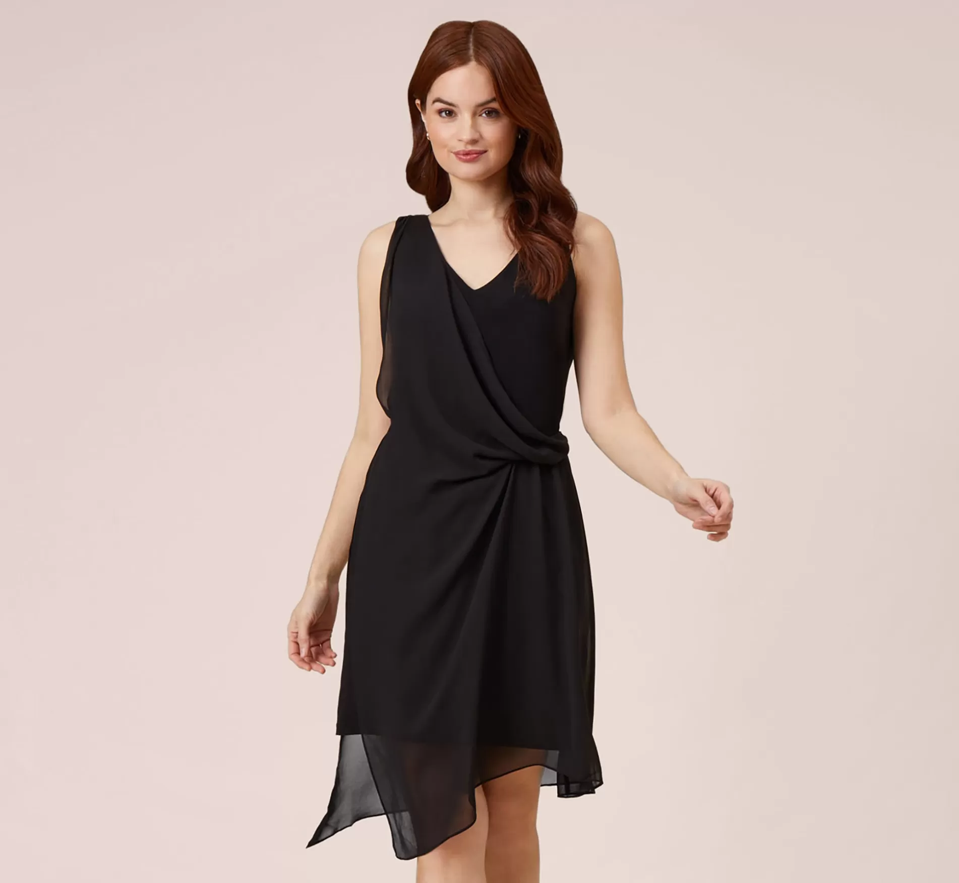 Best Sale Asymmetrical Draped Dress In Black Day Dresses | Grandmother of the bride & Groom