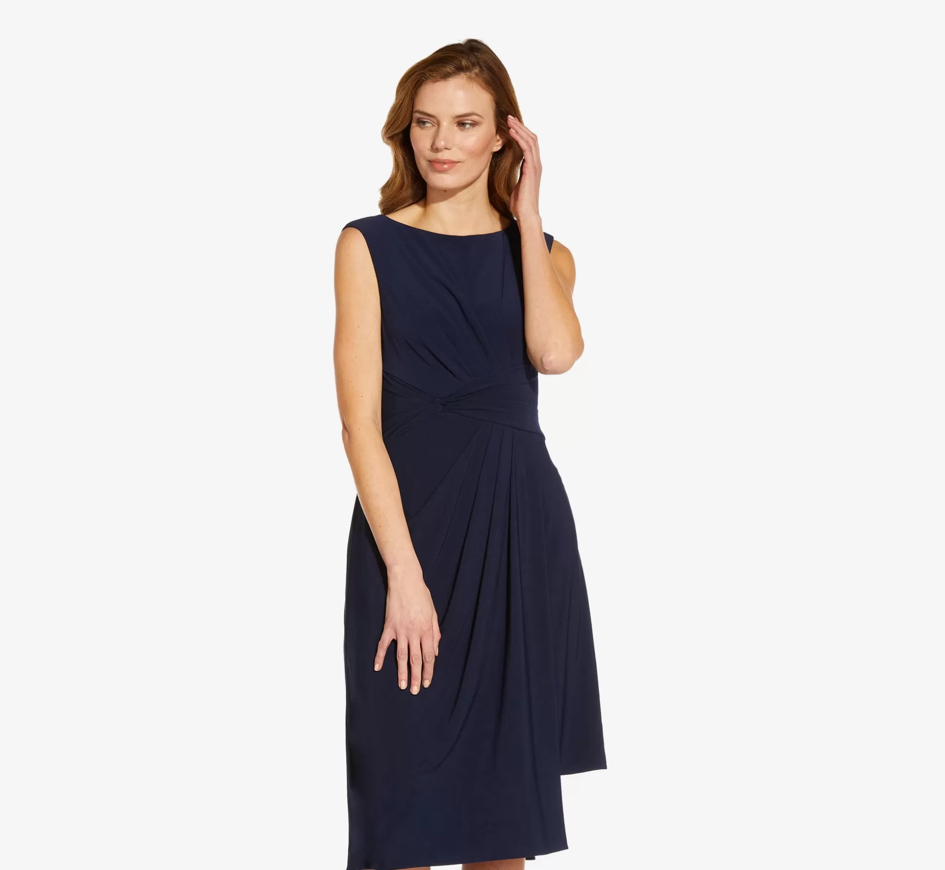 New Asymmetrical Draped Midi Dress In Midnight Day Dresses | Midi Dresses