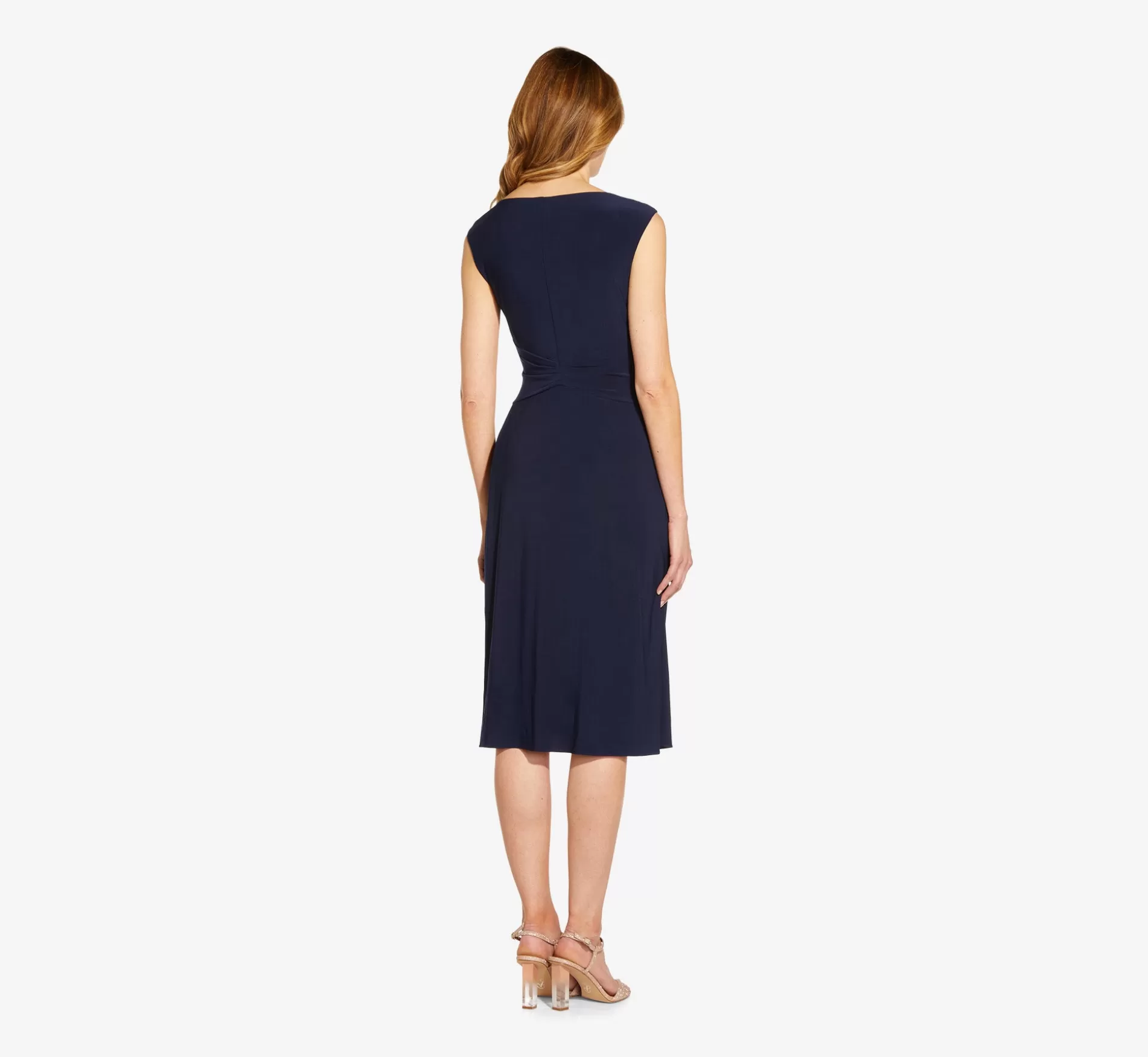 New Asymmetrical Draped Midi Dress In Midnight Day Dresses | Midi Dresses