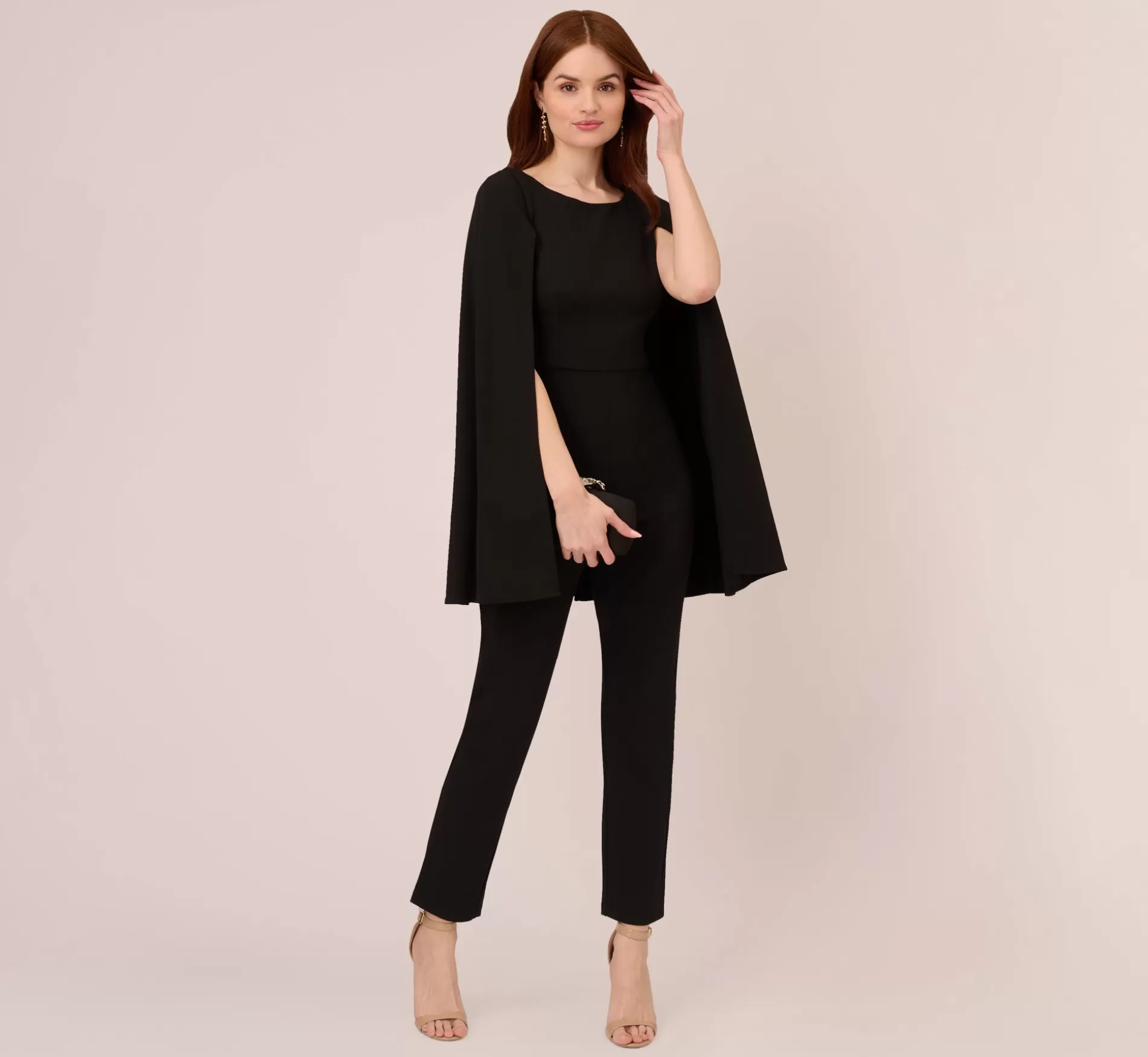 Clearance Crepe Jumpsuit With Cape In Black Best Sellers | Jumpsuits