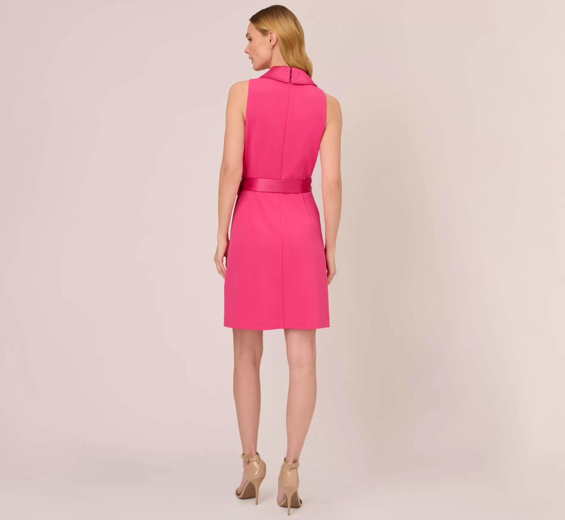 Hot Crepe Tuxedo Short Faux Wrap Dress In Cabaret Pink Best Sellers | Day Dresses