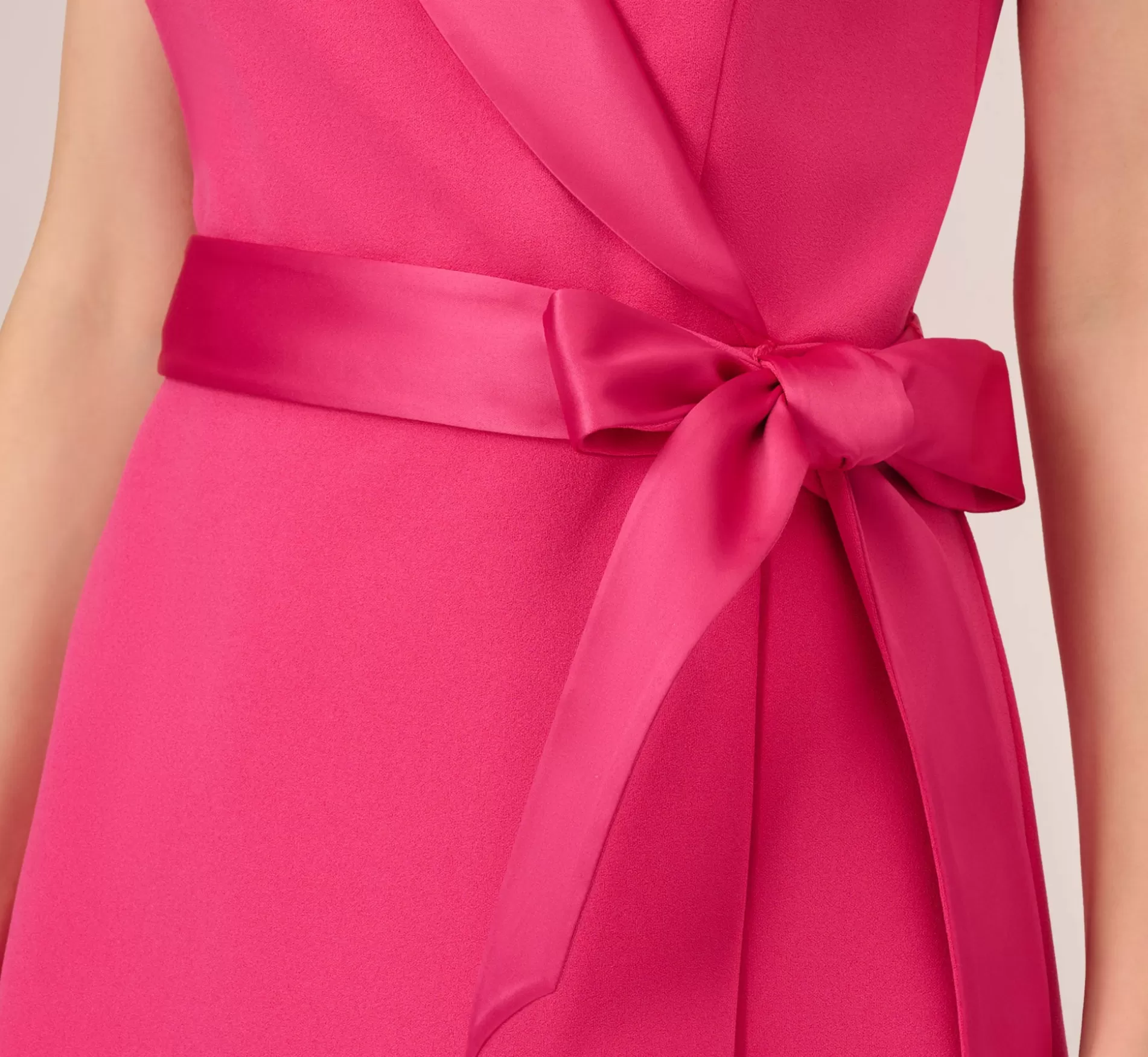 Hot Crepe Tuxedo Short Faux Wrap Dress In Cabaret Pink Best Sellers | Day Dresses