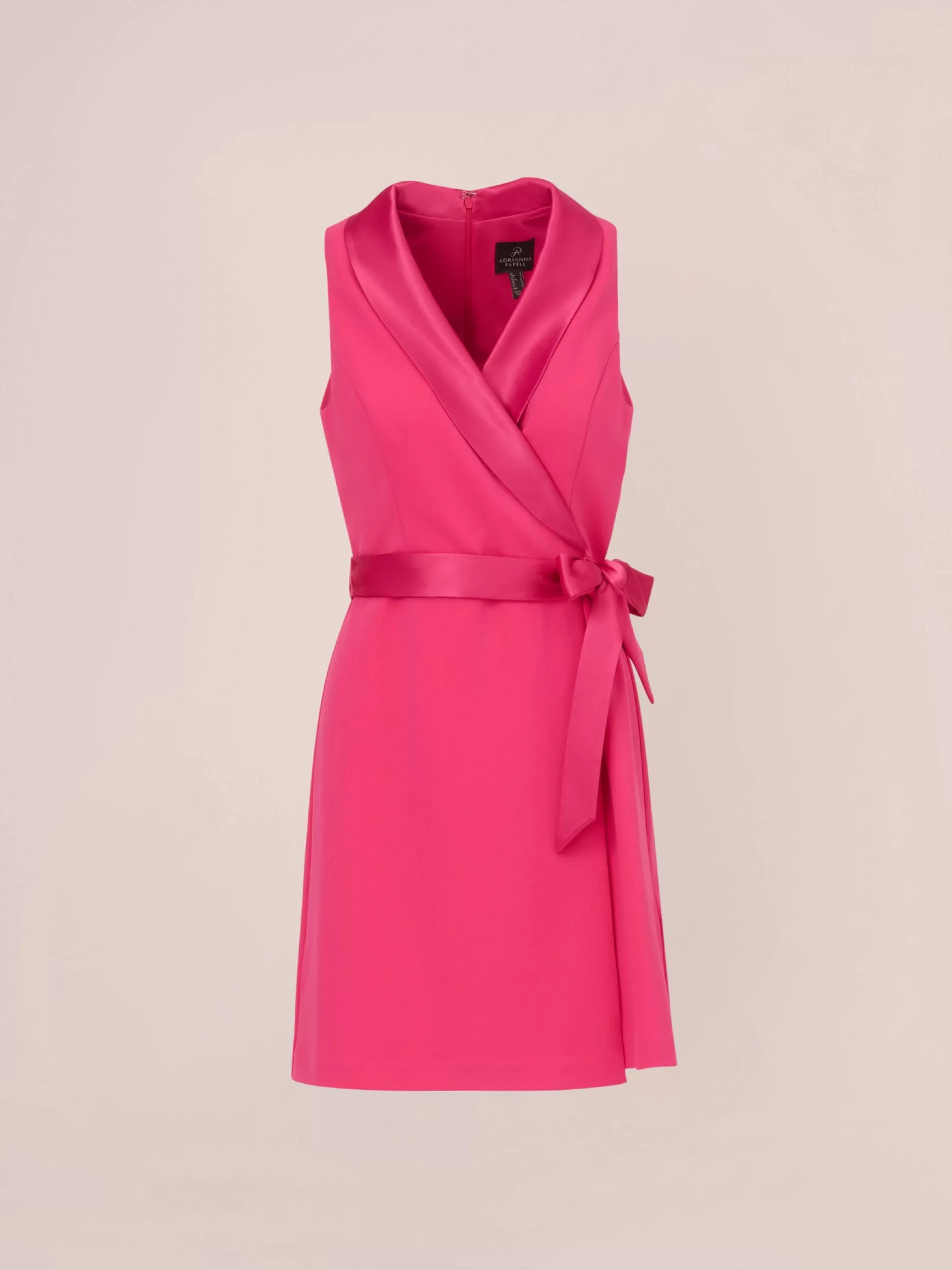 Hot Crepe Tuxedo Short Faux Wrap Dress In Cabaret Pink Best Sellers | Day Dresses