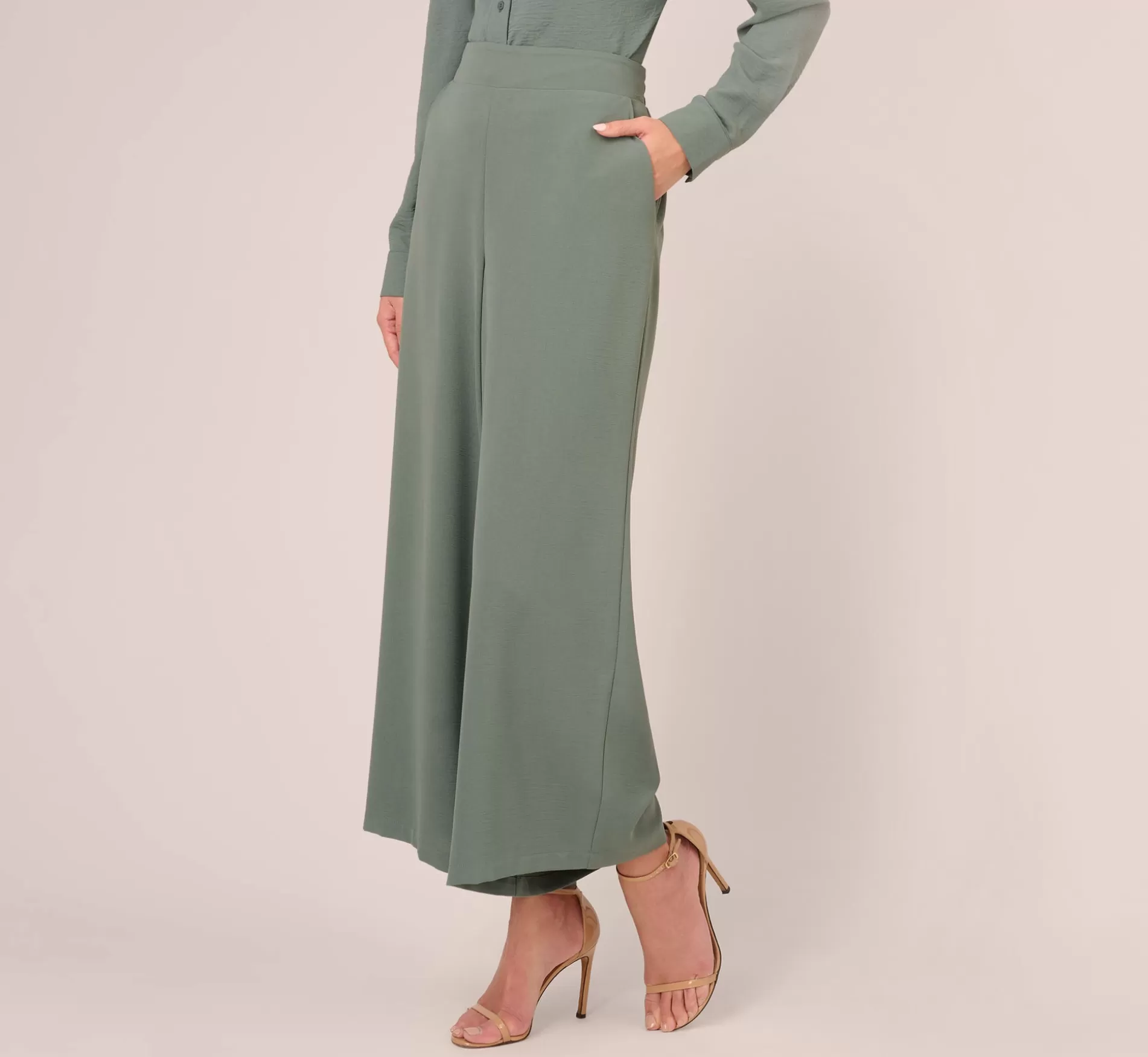 Sale Cropped Pants With Wide Legs In Dusty Seafoam Formal