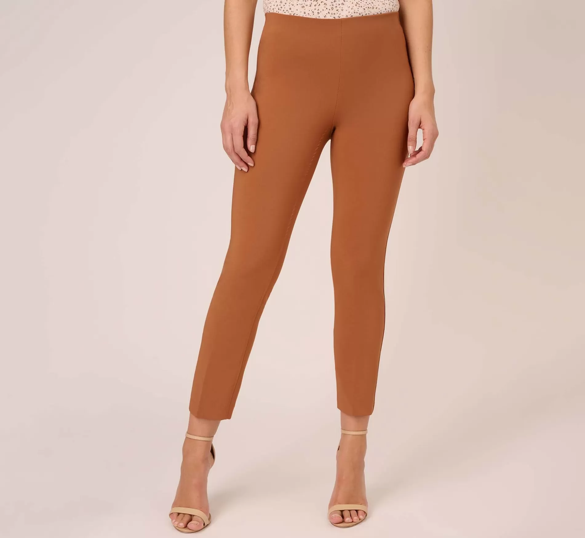 Clearance Cropped Pull-On Pant With Tailored Details In Terracotta Formal