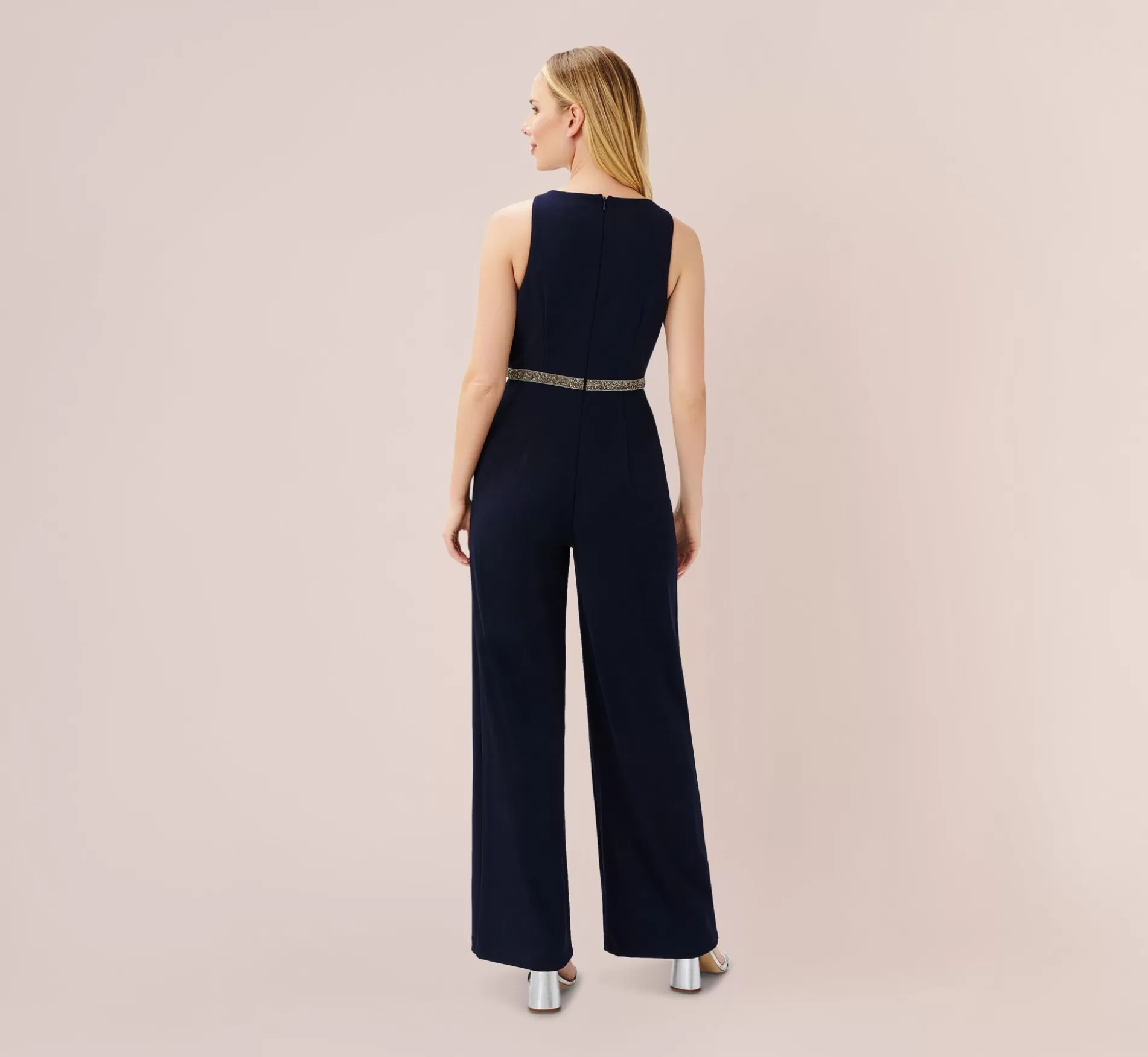 New Crystal-Trimmed Crepe Jumpsuit In Midnight Jumpsuits | Black Tie