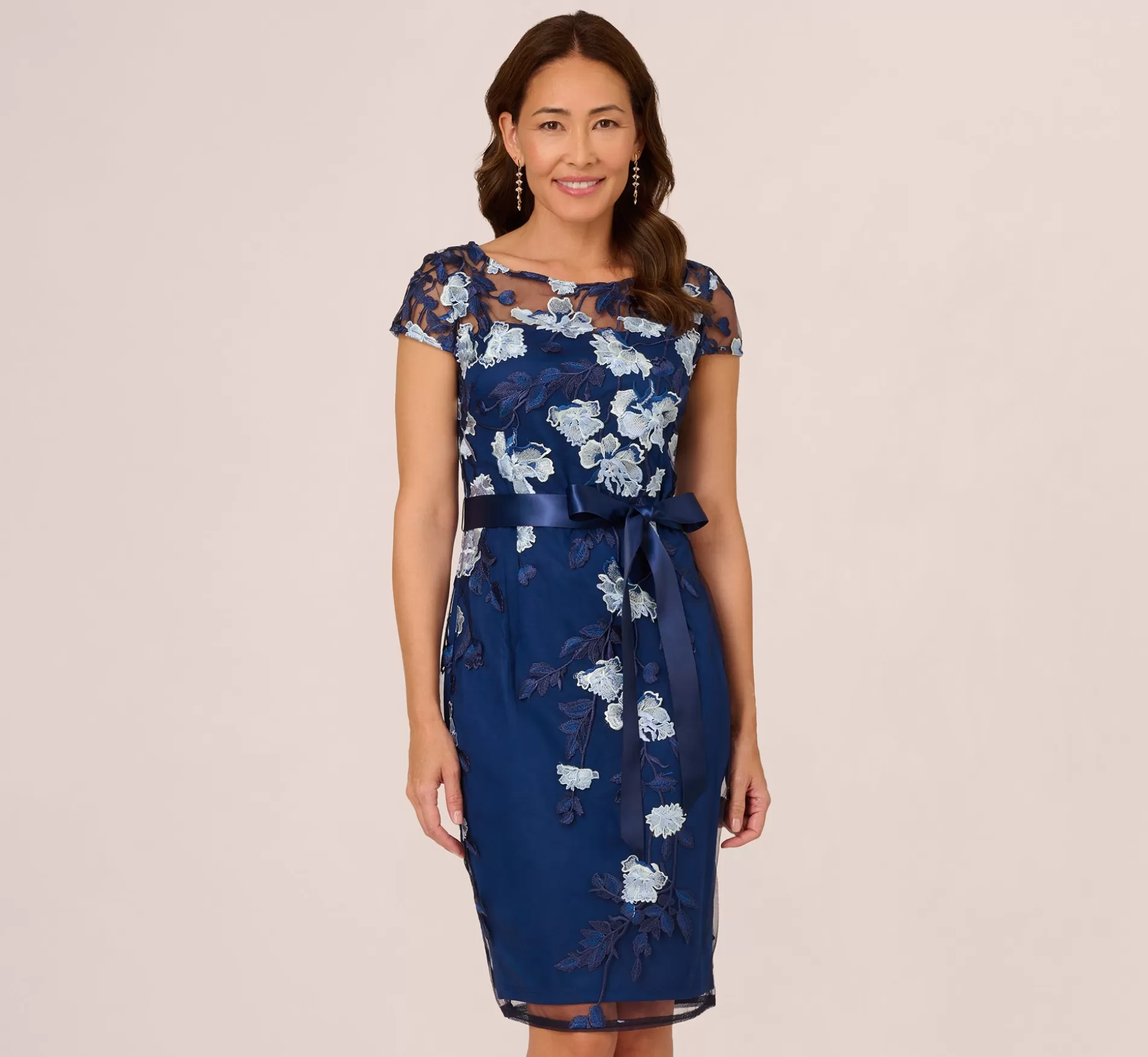 Fashion Embroidered Sheath Dress In Midnight Multi Cocktail | Floral