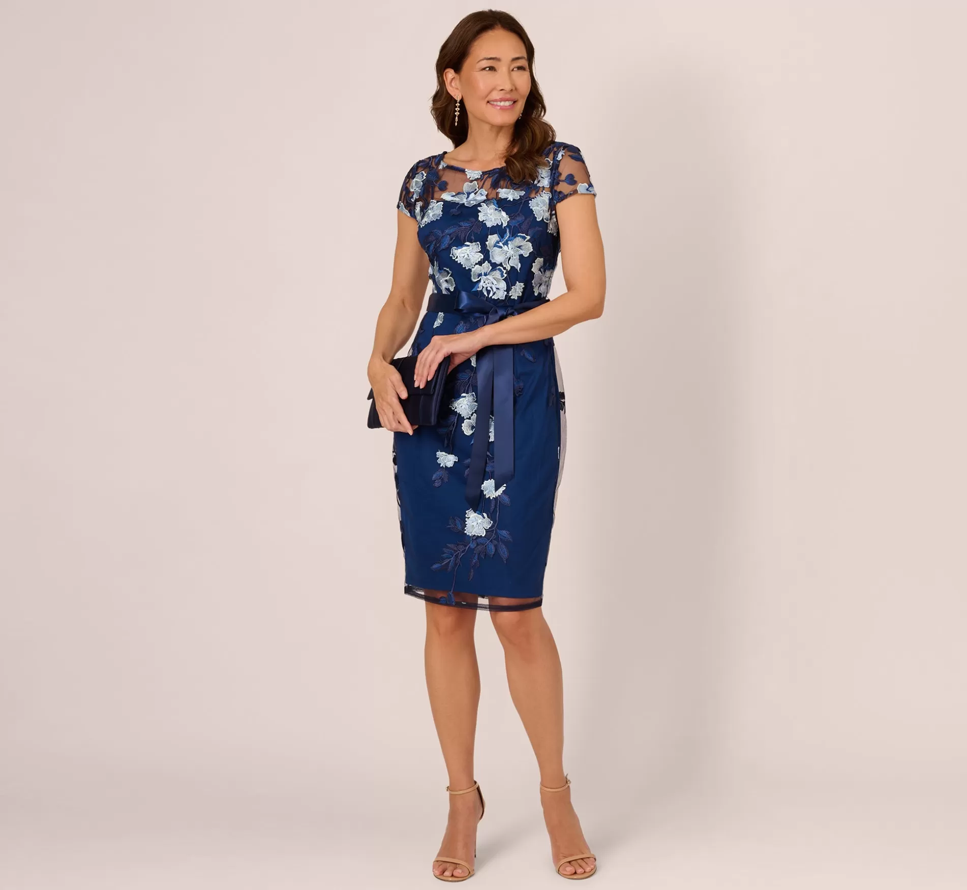 Fashion Embroidered Sheath Dress In Midnight Multi Cocktail | Floral