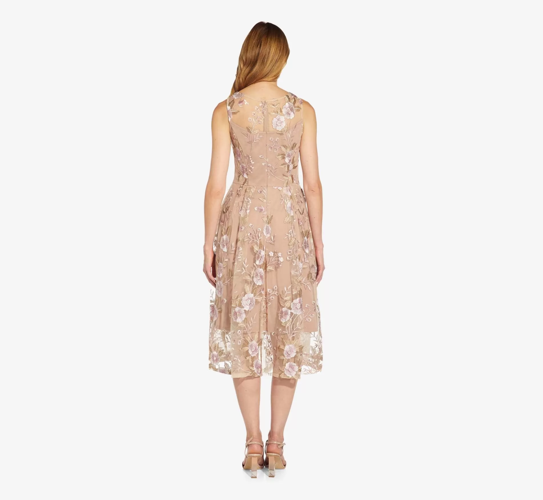 Best Floral Embroidered Flared Dress In Blush Multi Floral | Floral