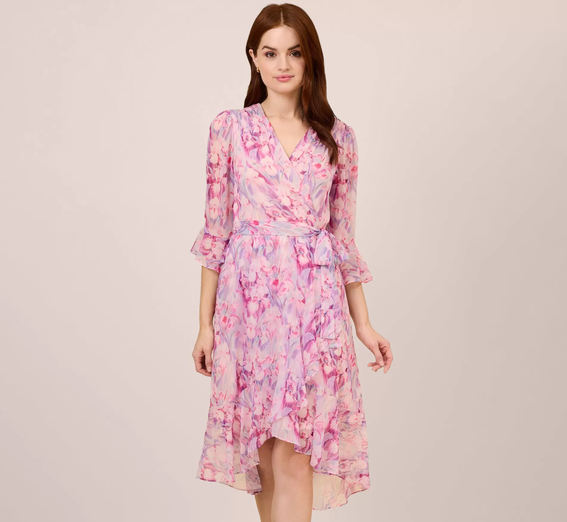 Discount Floral-Printed Chiffon Short Dress In Pink Multi Floral | Floral