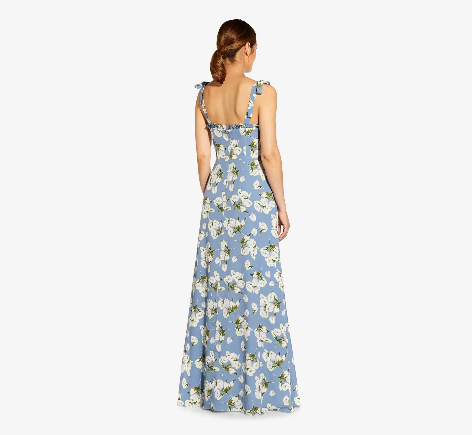 Shop Floral-Printed Crepe Maxi Dress In Blue Multi Long Dresses | Floral Dresses