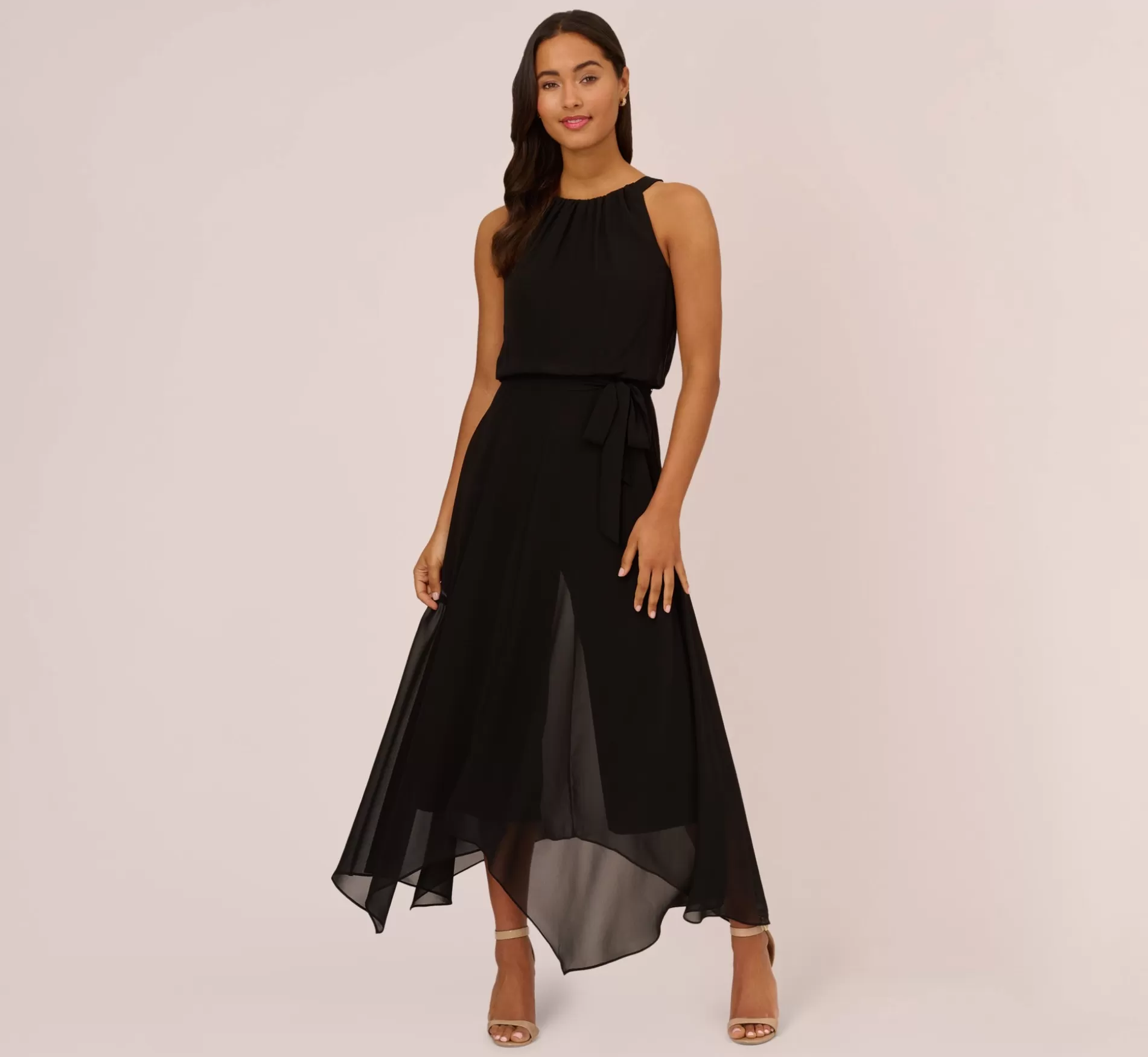 Sale Halter Jumpsuit With Chiffon Overlay Skirt In Black Best Sellers | Jumpsuits