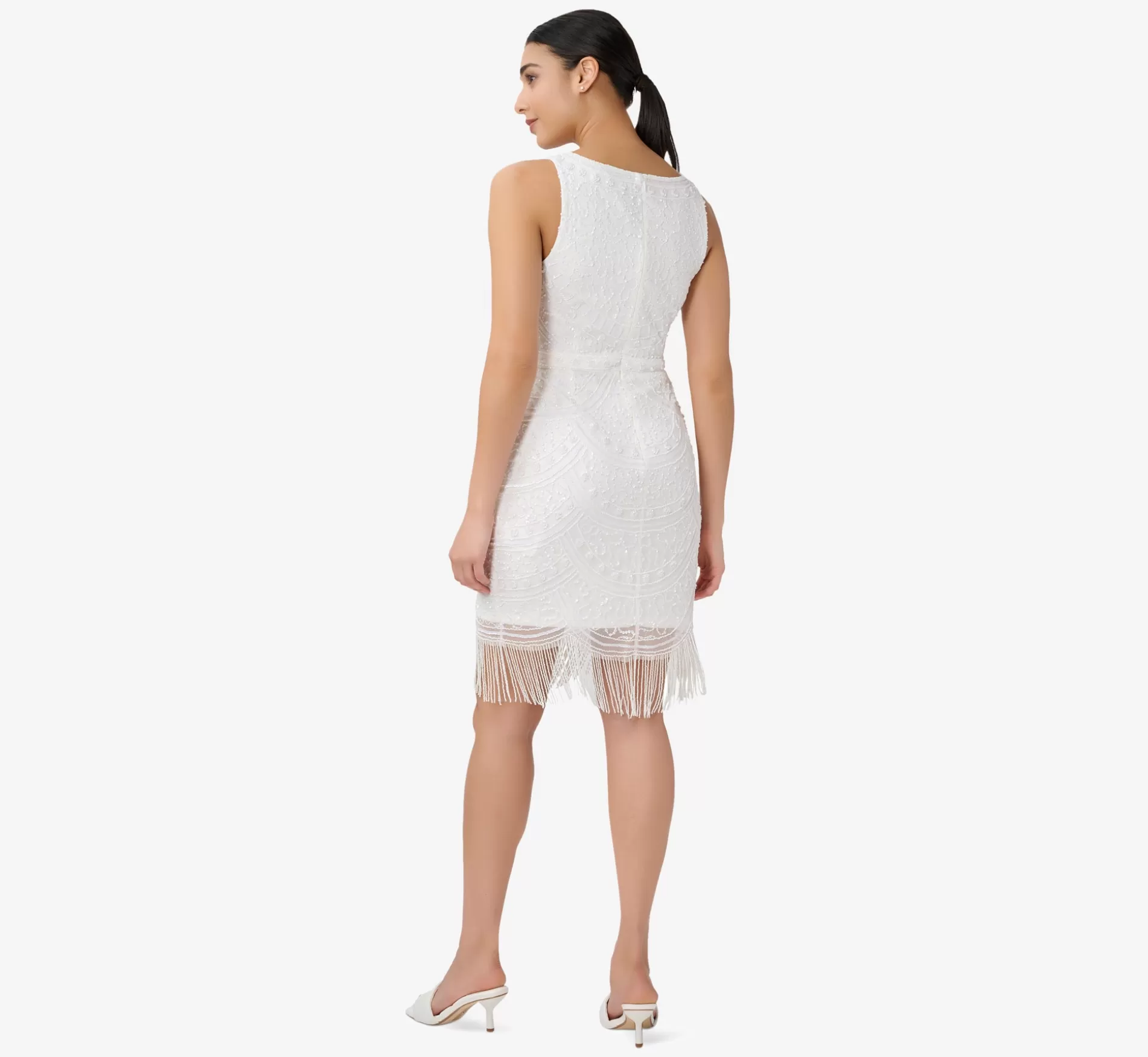 Cheap Hand-Beaded And Fringed Short Sheath Cocktail Dress In Ivory Little White Dresses | Short Wedding Dresses