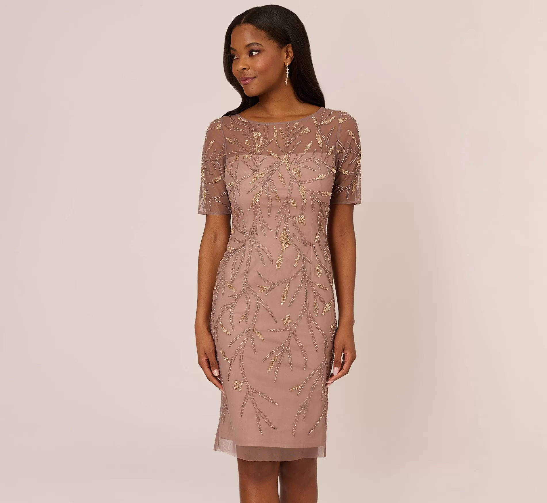 New Hand-Beaded Cocktail Dress In Stone Beaded | Cocktail