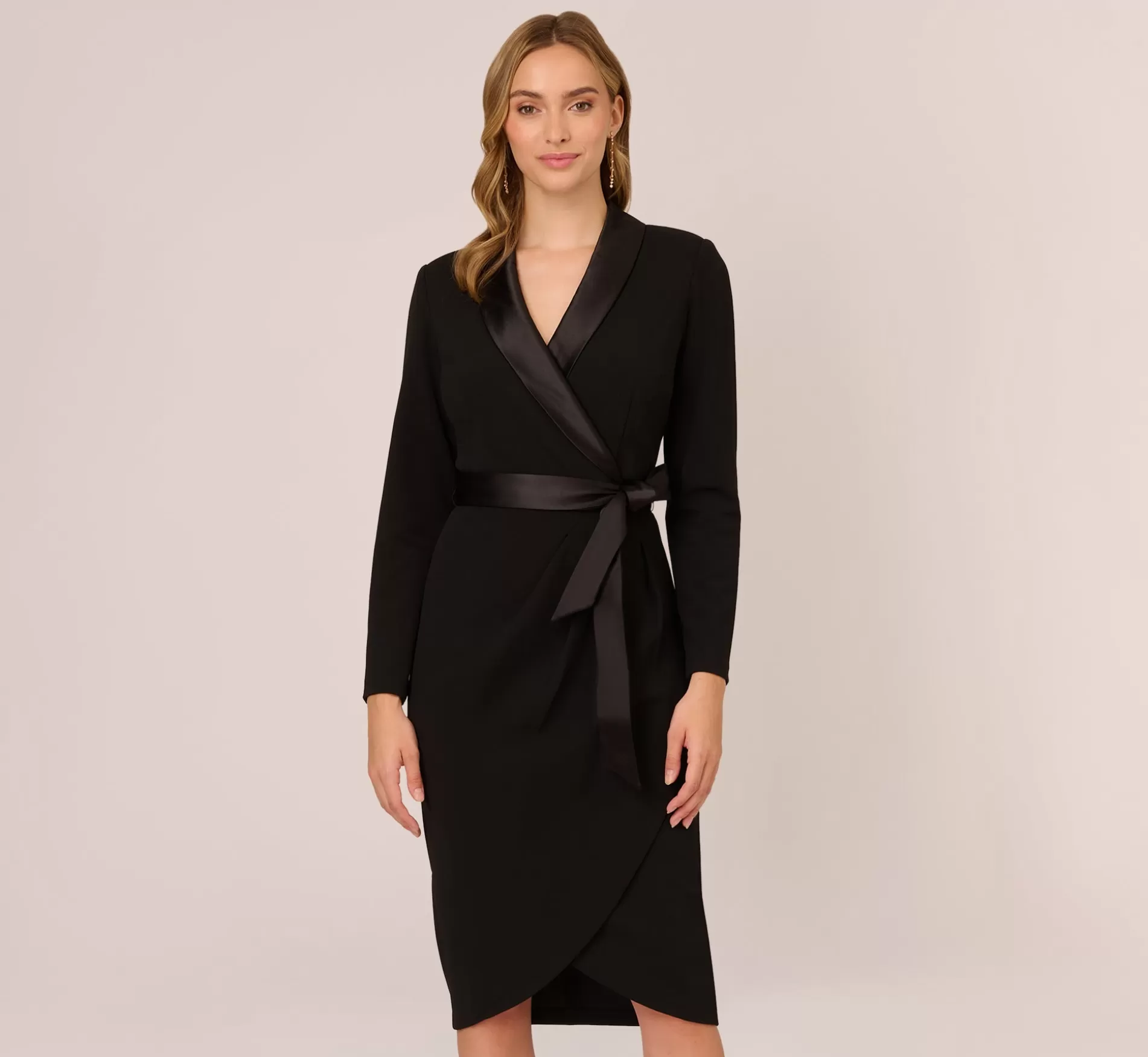 Best Knit Crepe Tuxedo Sheath Dress In Black Cocktail | Day Dresses