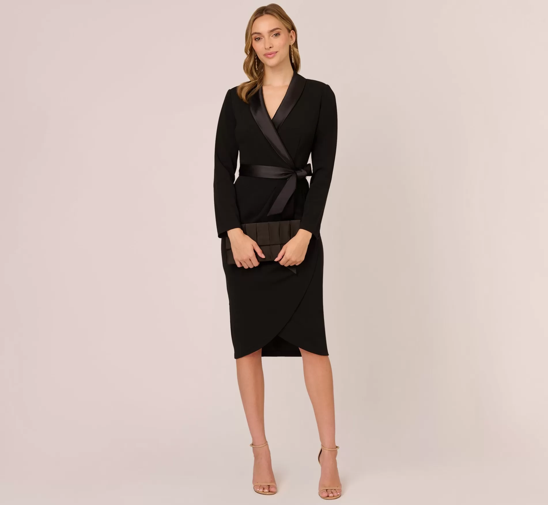 Best Knit Crepe Tuxedo Sheath Dress In Black Cocktail | Day Dresses