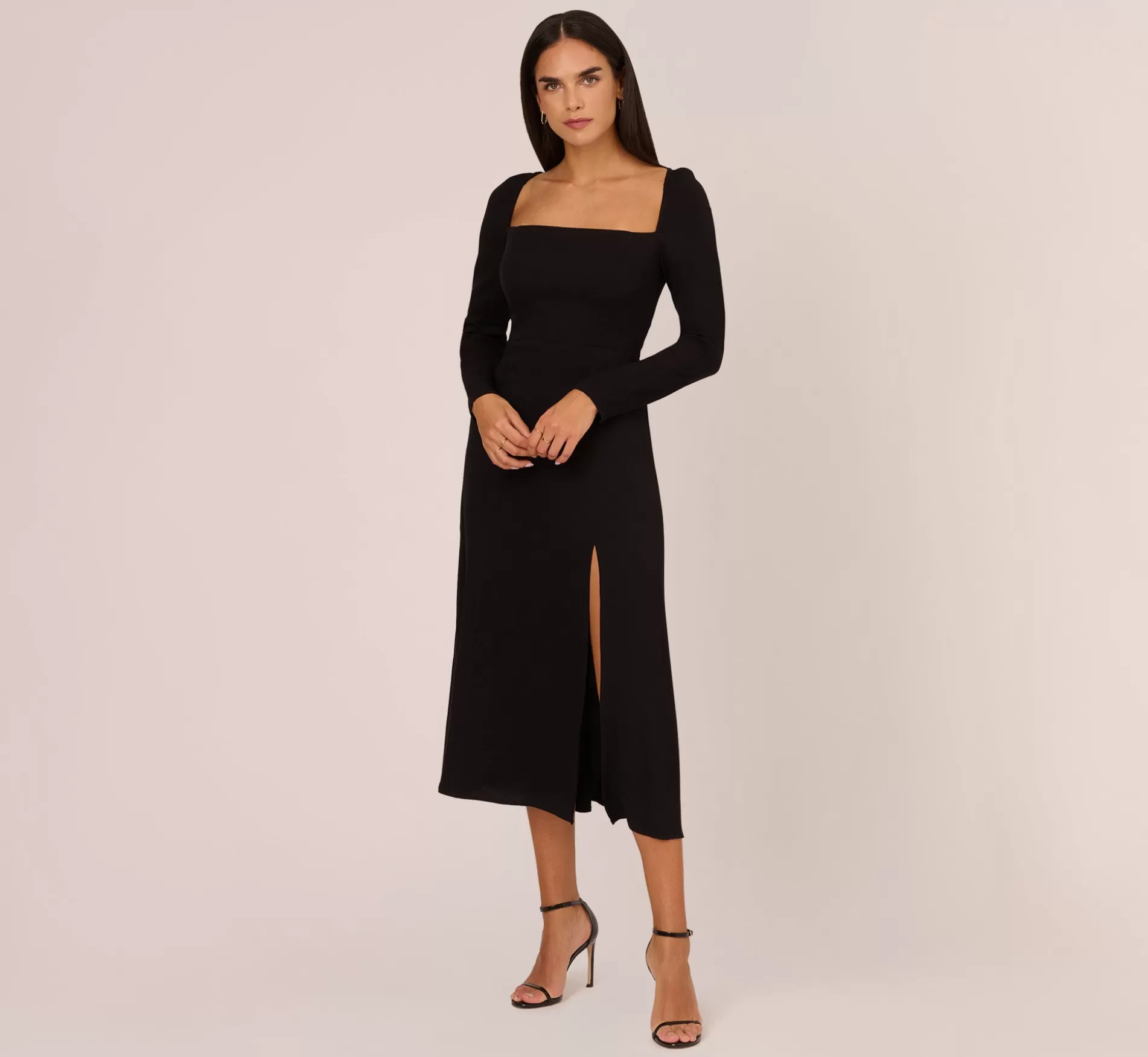 Best Sale Long Sleeve Midi Dress With Tie-Back In Black Best Sellers | Day Dresses