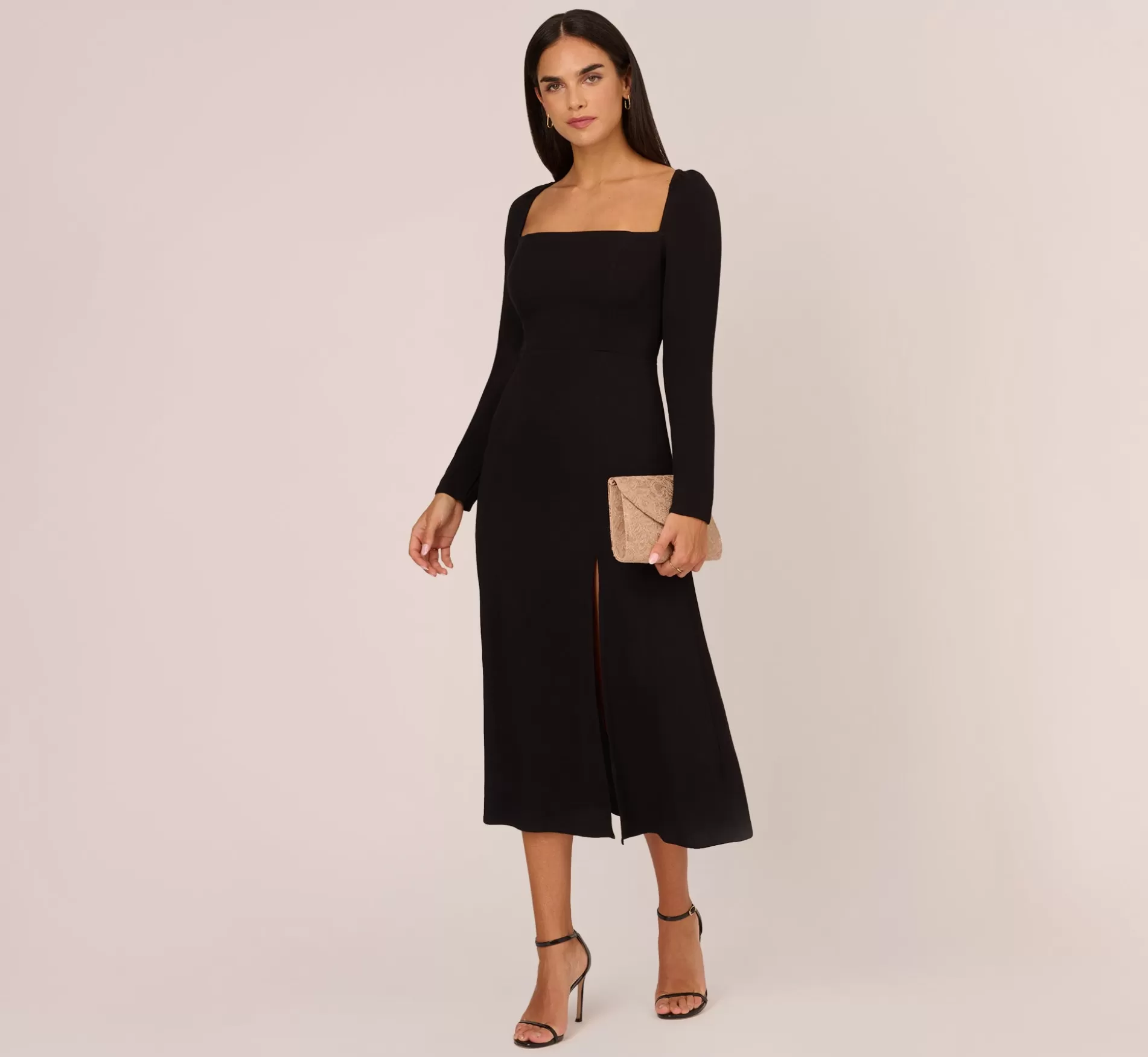 Best Sale Long Sleeve Midi Dress With Tie-Back In Black Best Sellers | Day Dresses