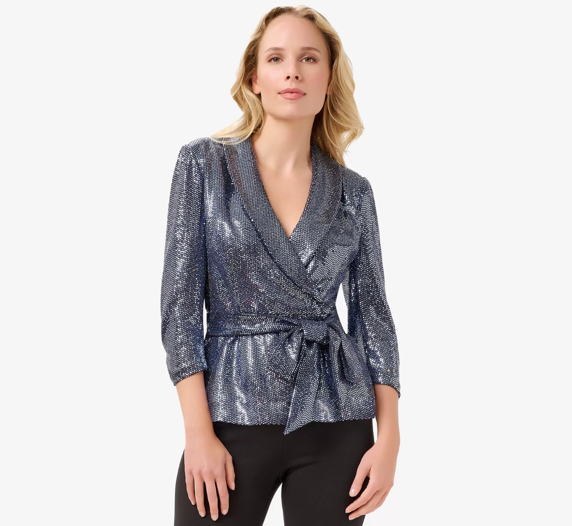 Best Metallic Foil Jersey Tuxedo Jacket In Navy Gunmetal Separates | Separates