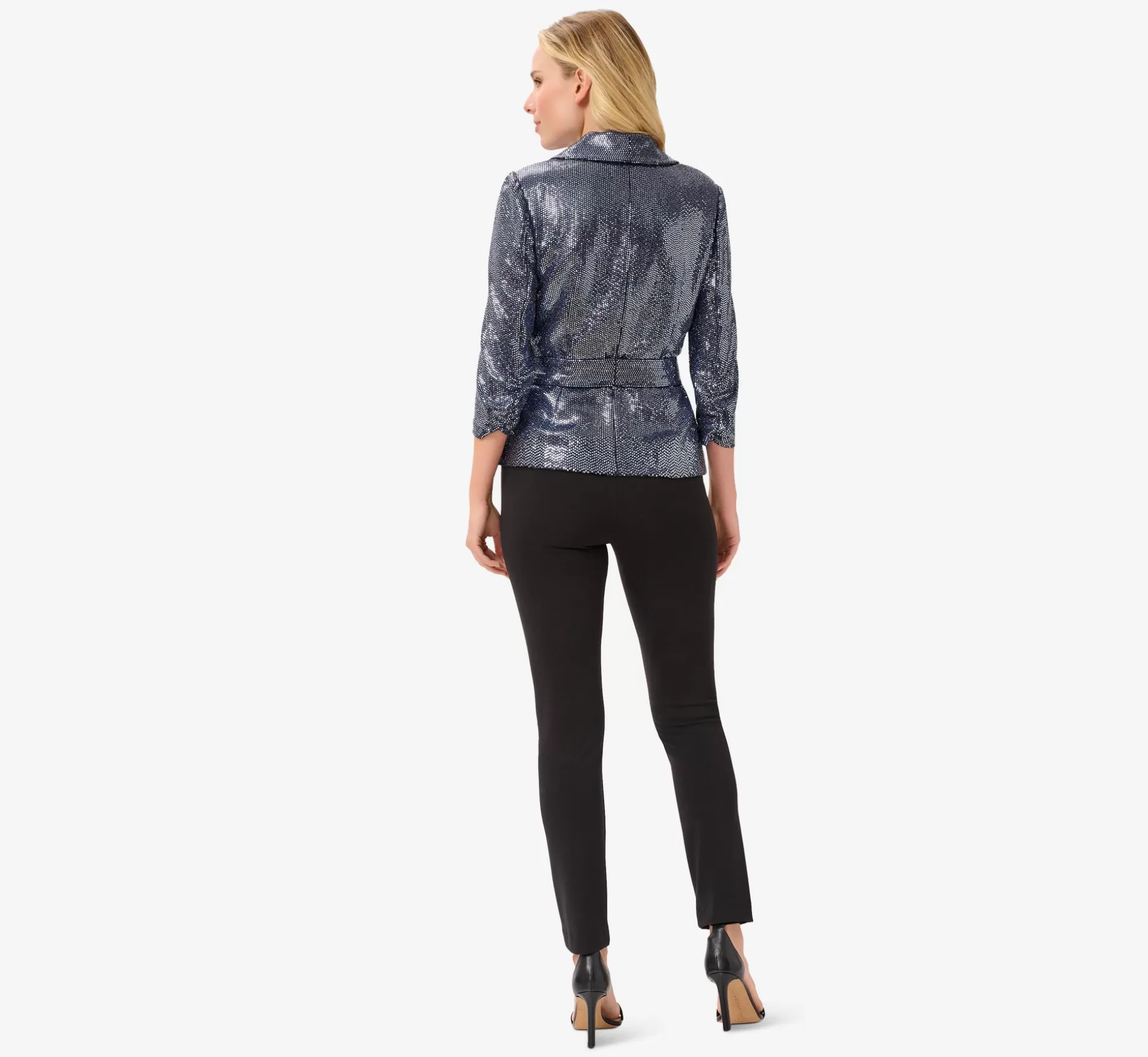 Best Metallic Foil Jersey Tuxedo Jacket In Navy Gunmetal Separates | Separates