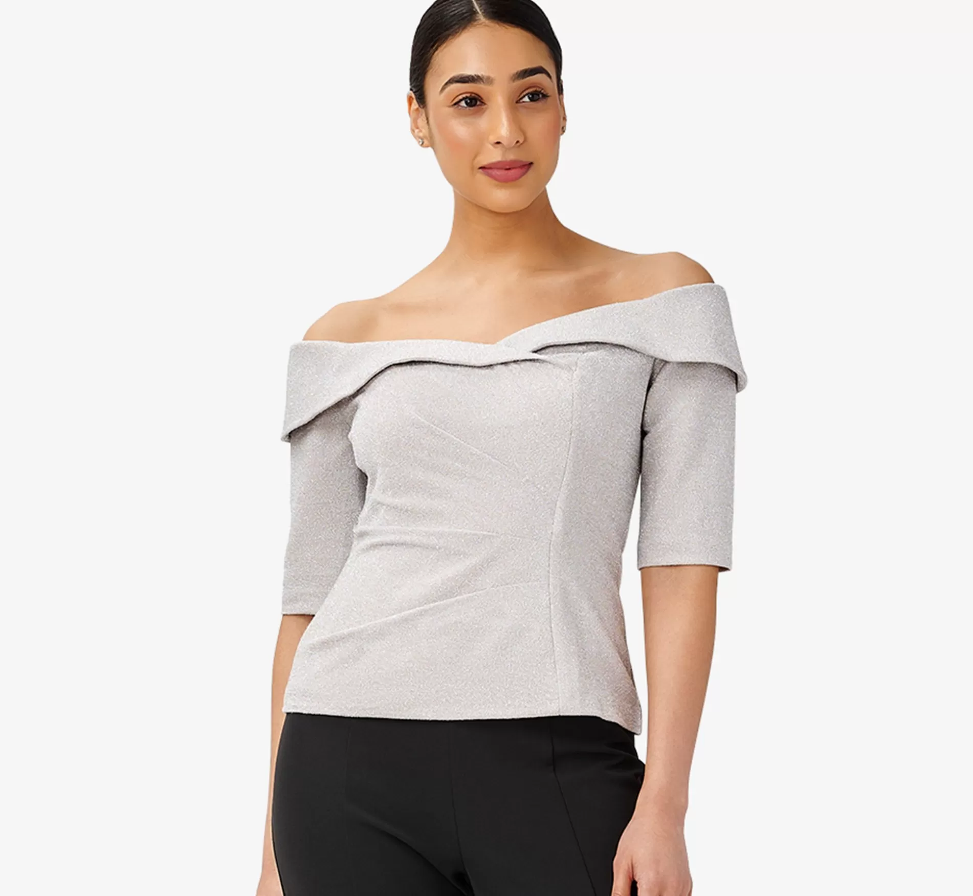 Cheap Metallic Knit Off-The-Shoulder Top In Marble Separates | Separates