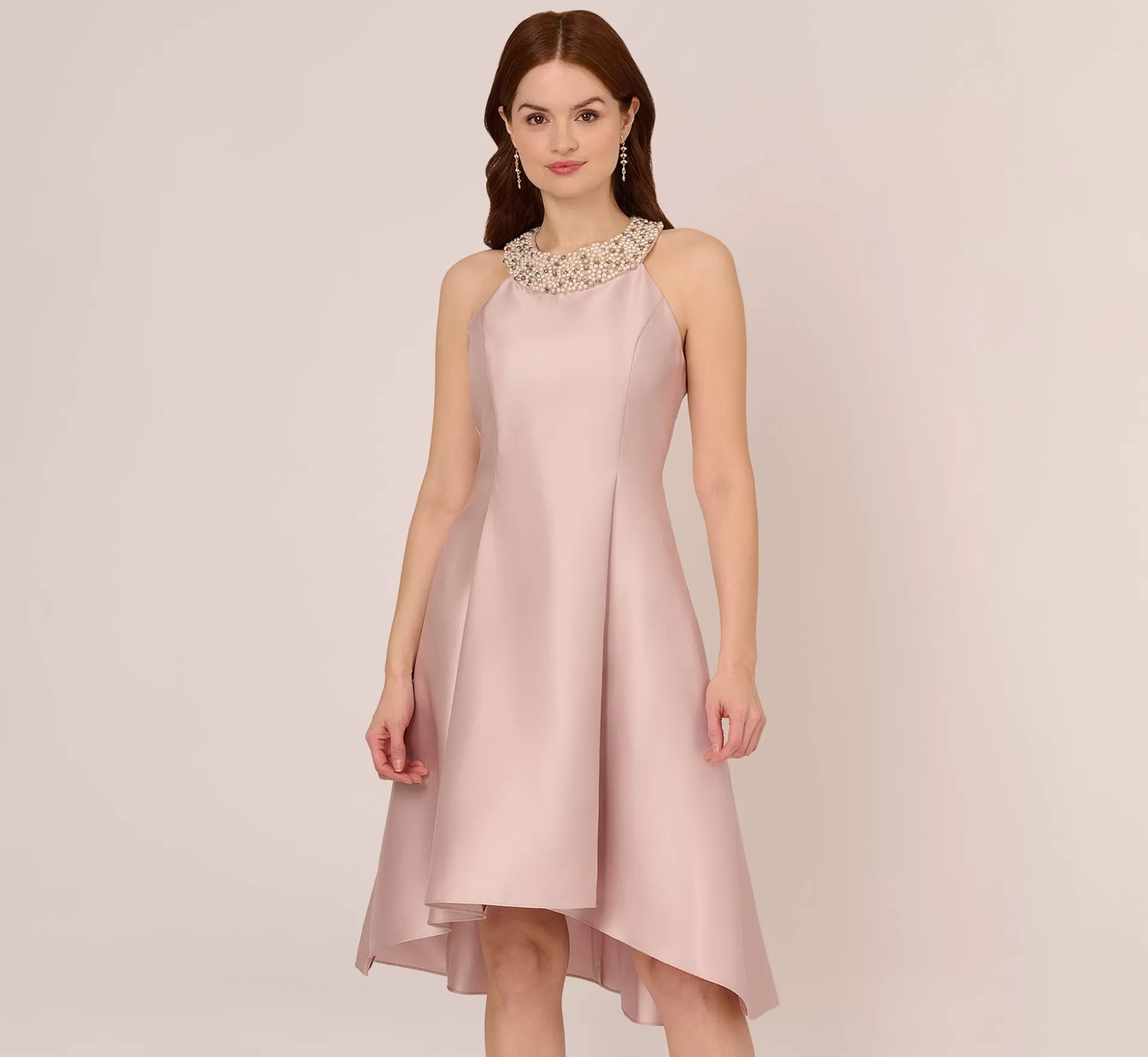 Fashion Mikado Short Party Dress In Bellini Cocktail | Formal