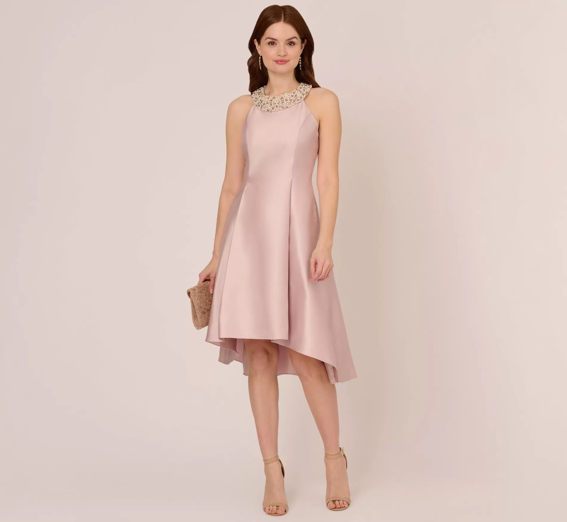 Fashion Mikado Short Party Dress In Bellini Cocktail | Formal