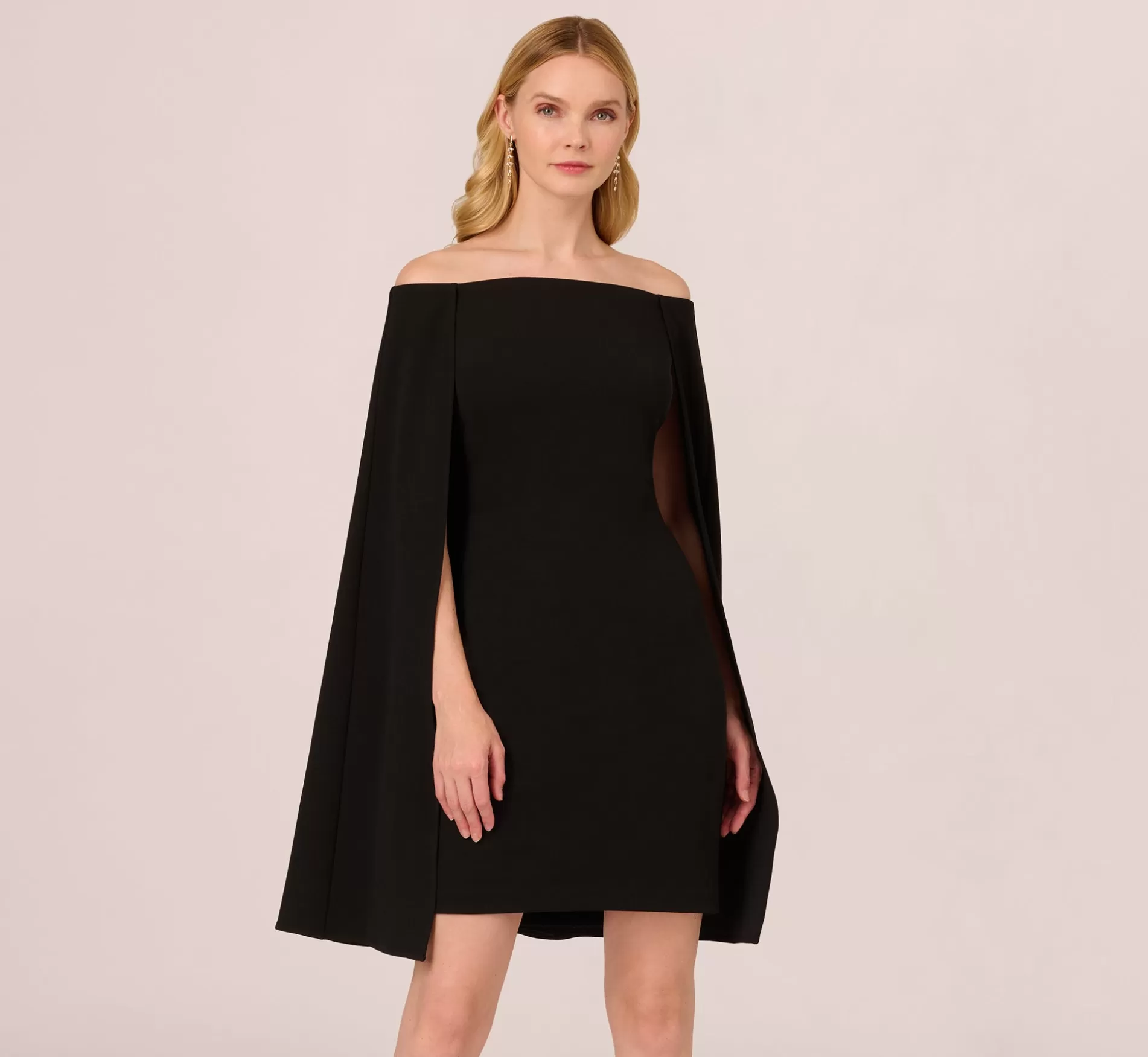 Best Off The Shoulder Cape Dress In Black Formal | Day Dresses