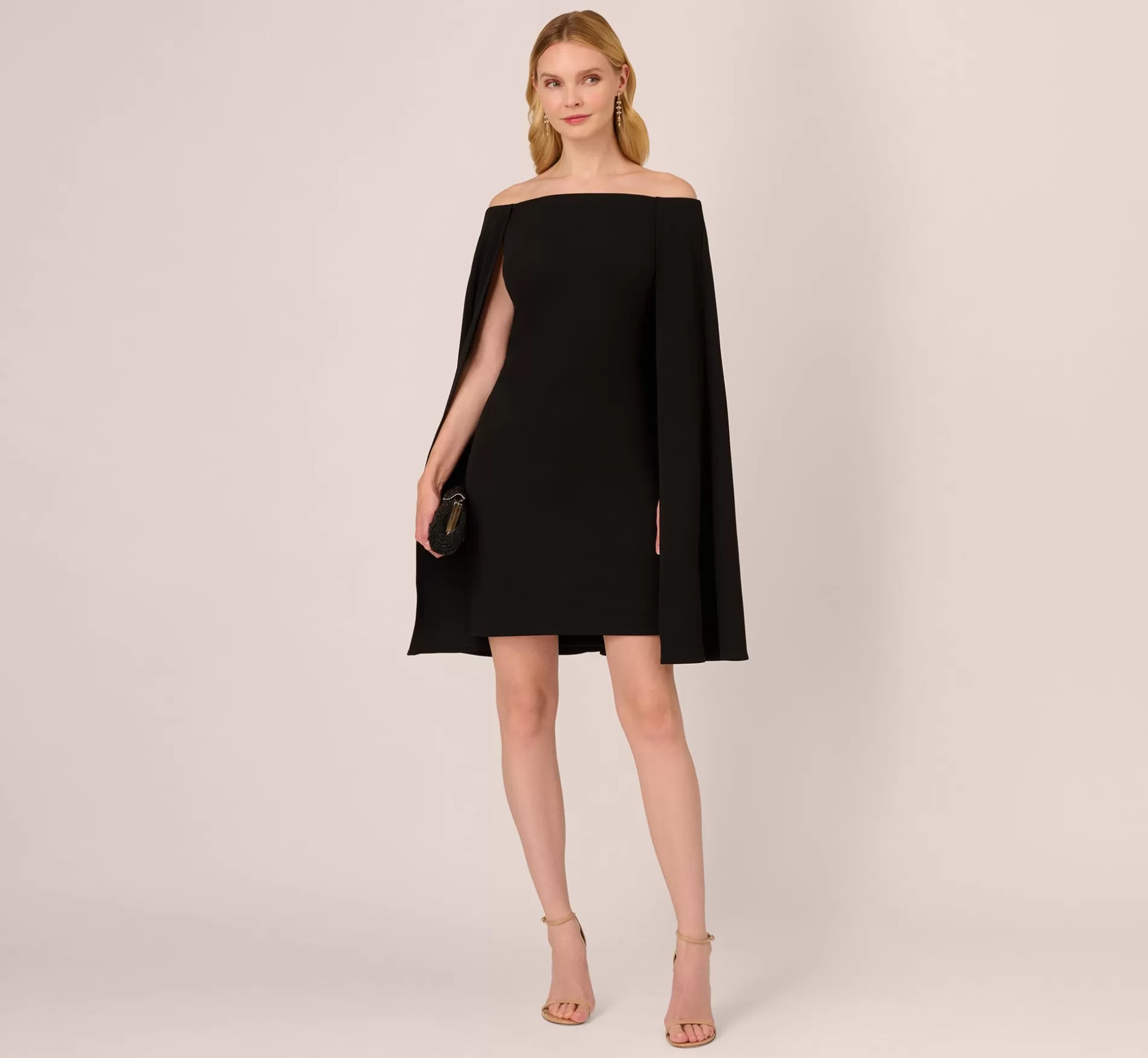 Best Off The Shoulder Cape Dress In Black Formal | Day Dresses