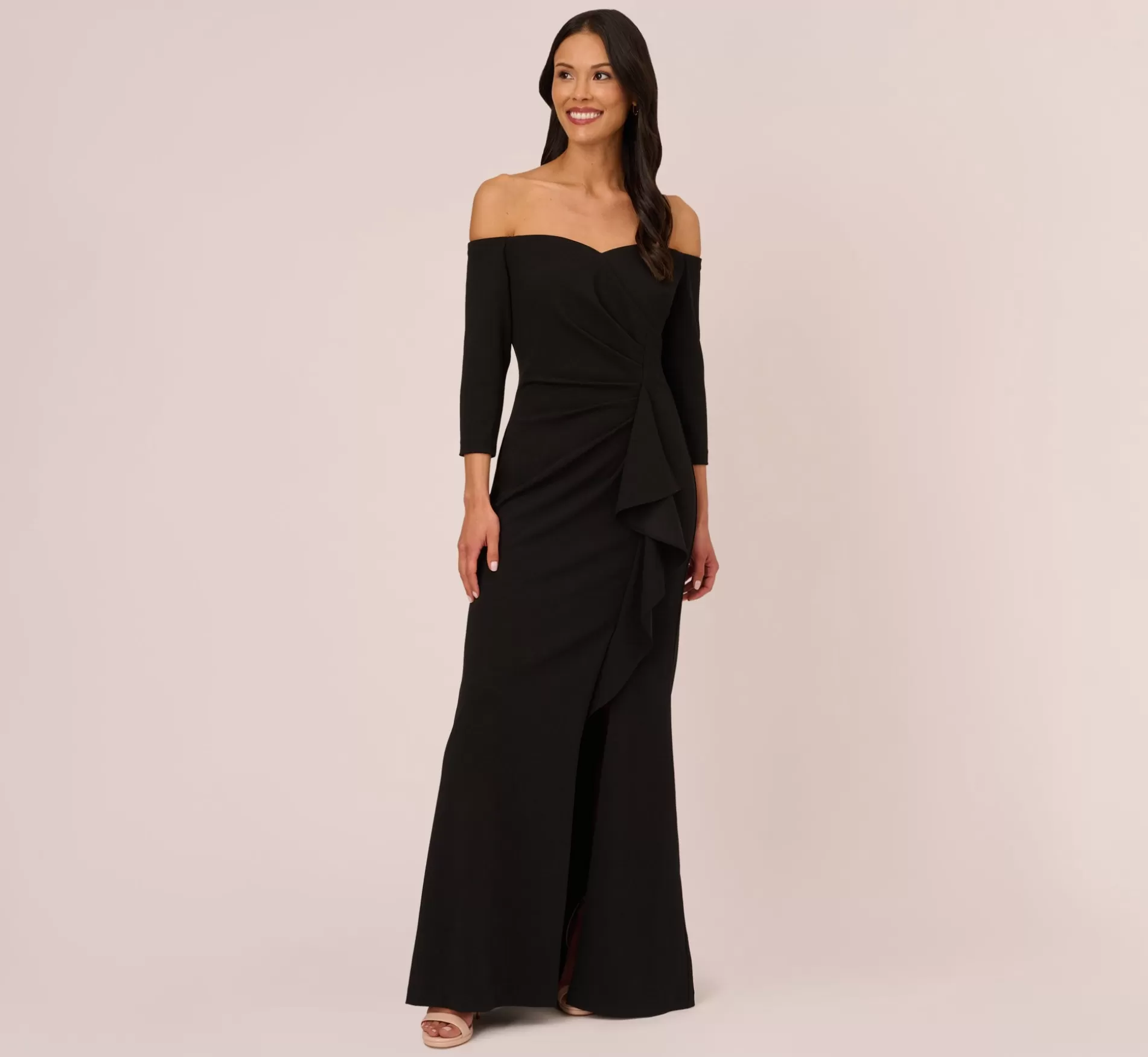 Flash Sale Off The Shoulder Cascading Ruffle Gown In Black Long Dresses | Best Sellers