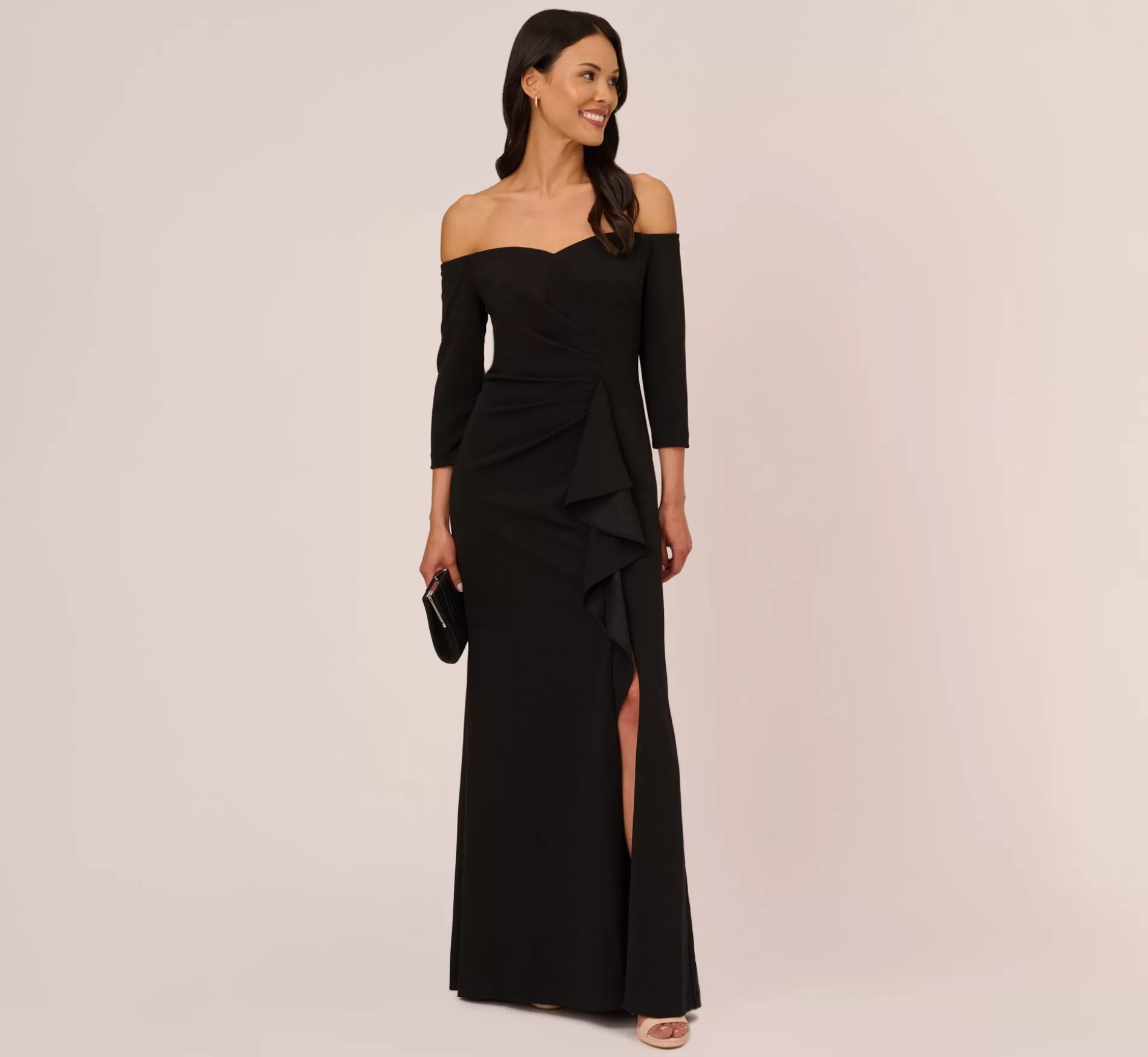 Flash Sale Off The Shoulder Cascading Ruffle Gown In Black Long Dresses | Best Sellers