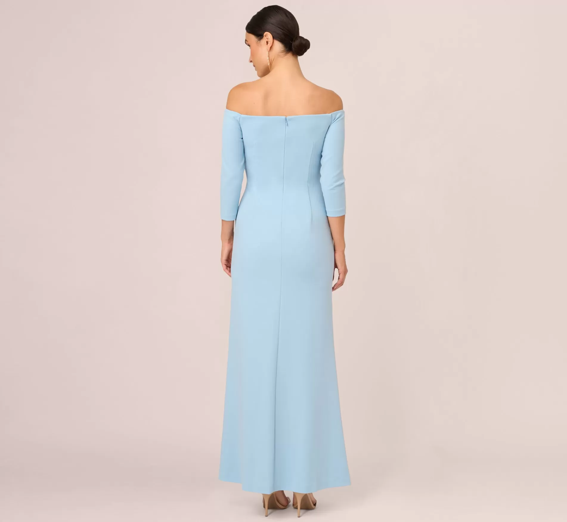 Sale Off The Shoulder Cascading Ruffle Gown In Blue Mist Long Dresses | Best Sellers