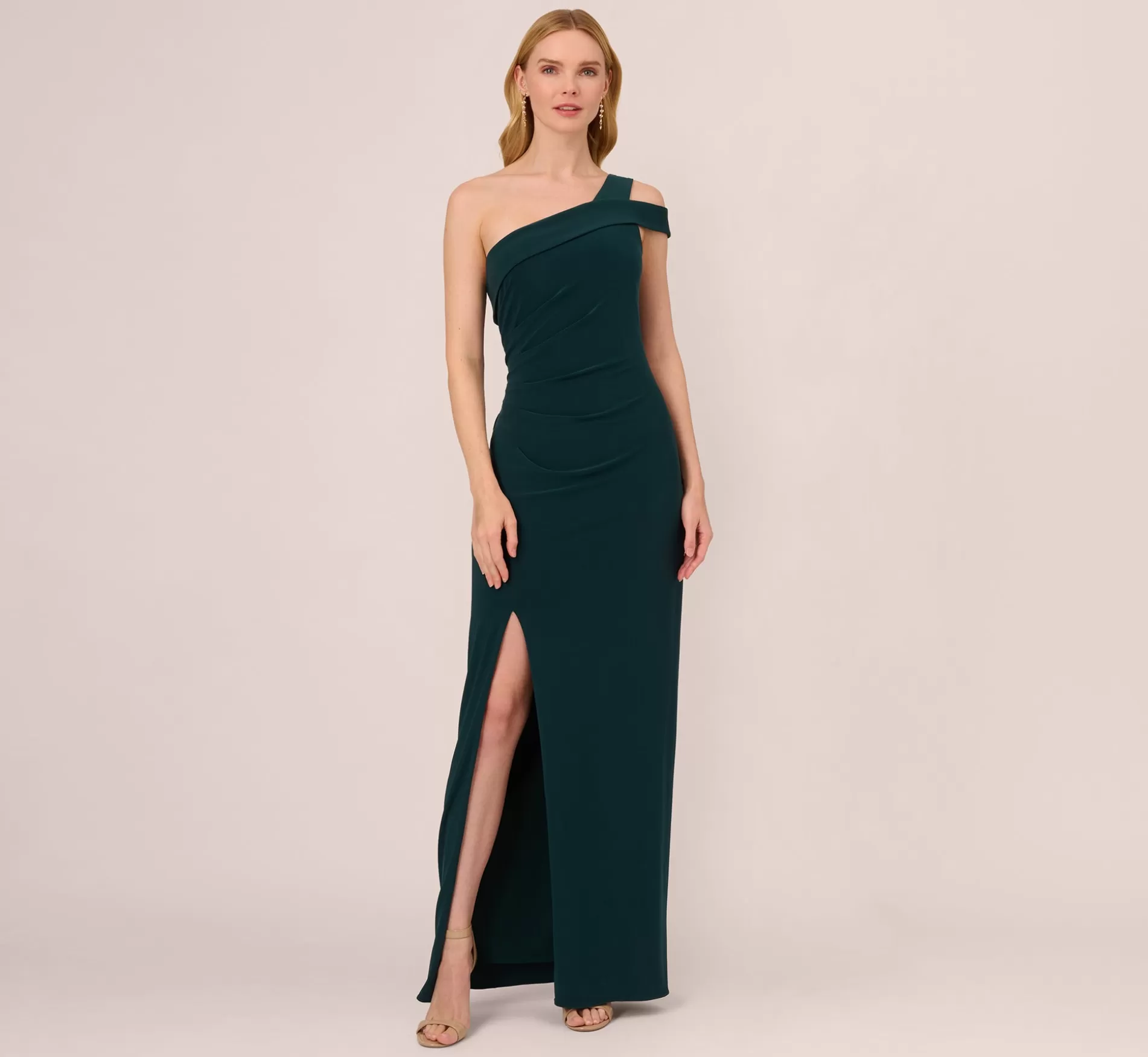 Outlet One Shoulder Column Gown With Cutout Shoulder In Hunter Long Dresses | Black Tie