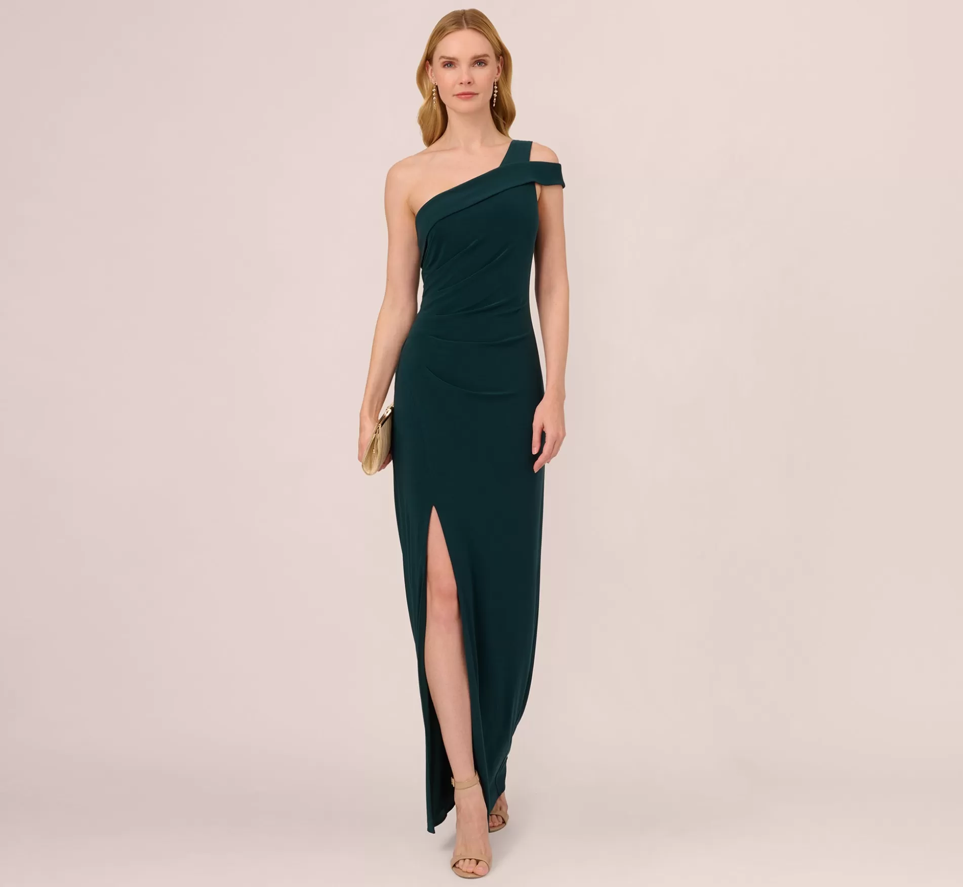 Outlet One Shoulder Column Gown With Cutout Shoulder In Hunter Long Dresses | Black Tie