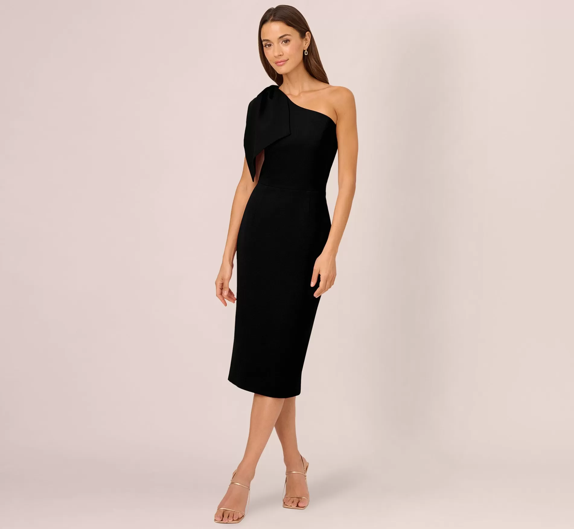 Outlet One Shoulder Midi Dress With Bow Accent In Black Best Sellers | Day Dresses