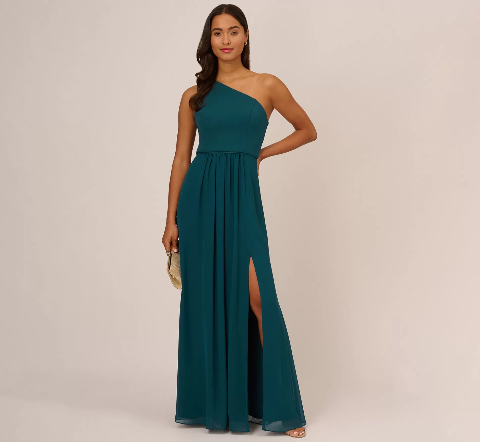 Hot One-Shoulder Chiffon Long Gown In Hunter Long Dresses | Best Sellers