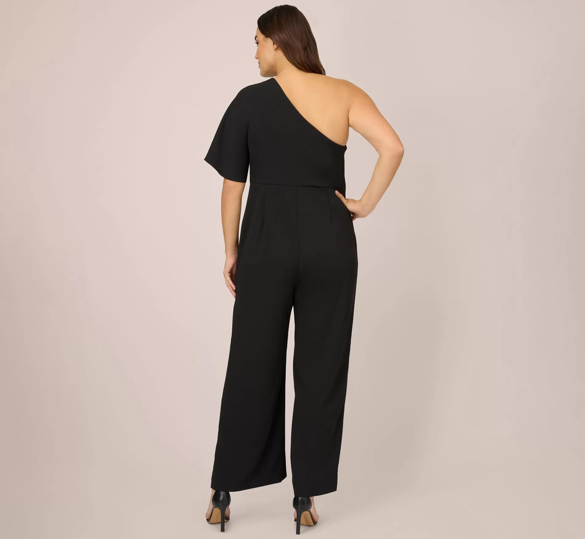 Outlet Plus Size Flutter One Shoulder Jumpsuit In Black Plus Size | Best Sellers