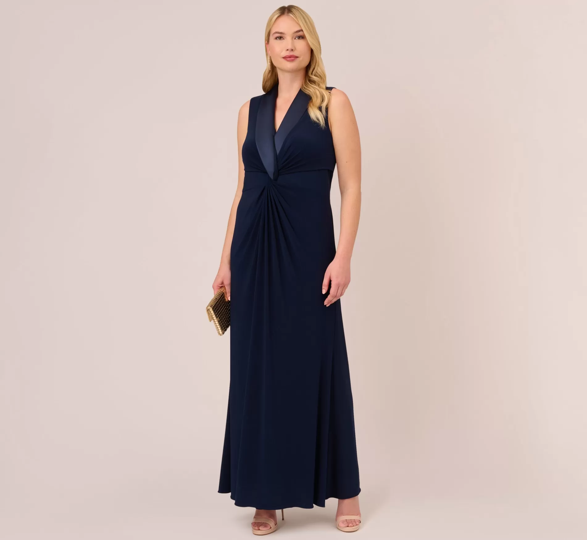 Sale Plus Size Matte Jersey Twist Front Tuxedo Long Gown In Midnight Black Tie | Day Dresses