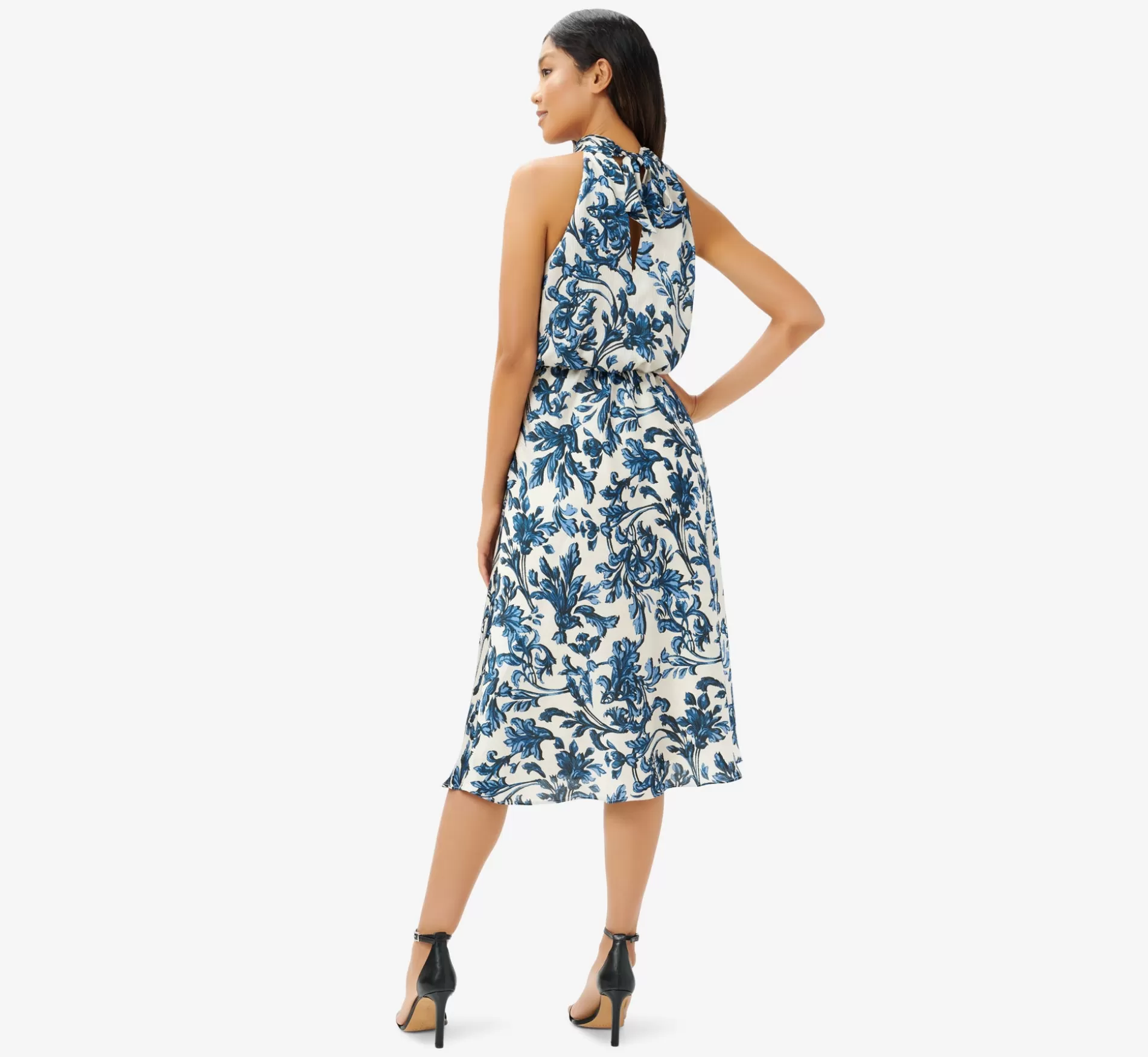 Shop Printed Bias Halter Dress In Blue Multi Midi Dresses | Grandmother of the bride & Groom