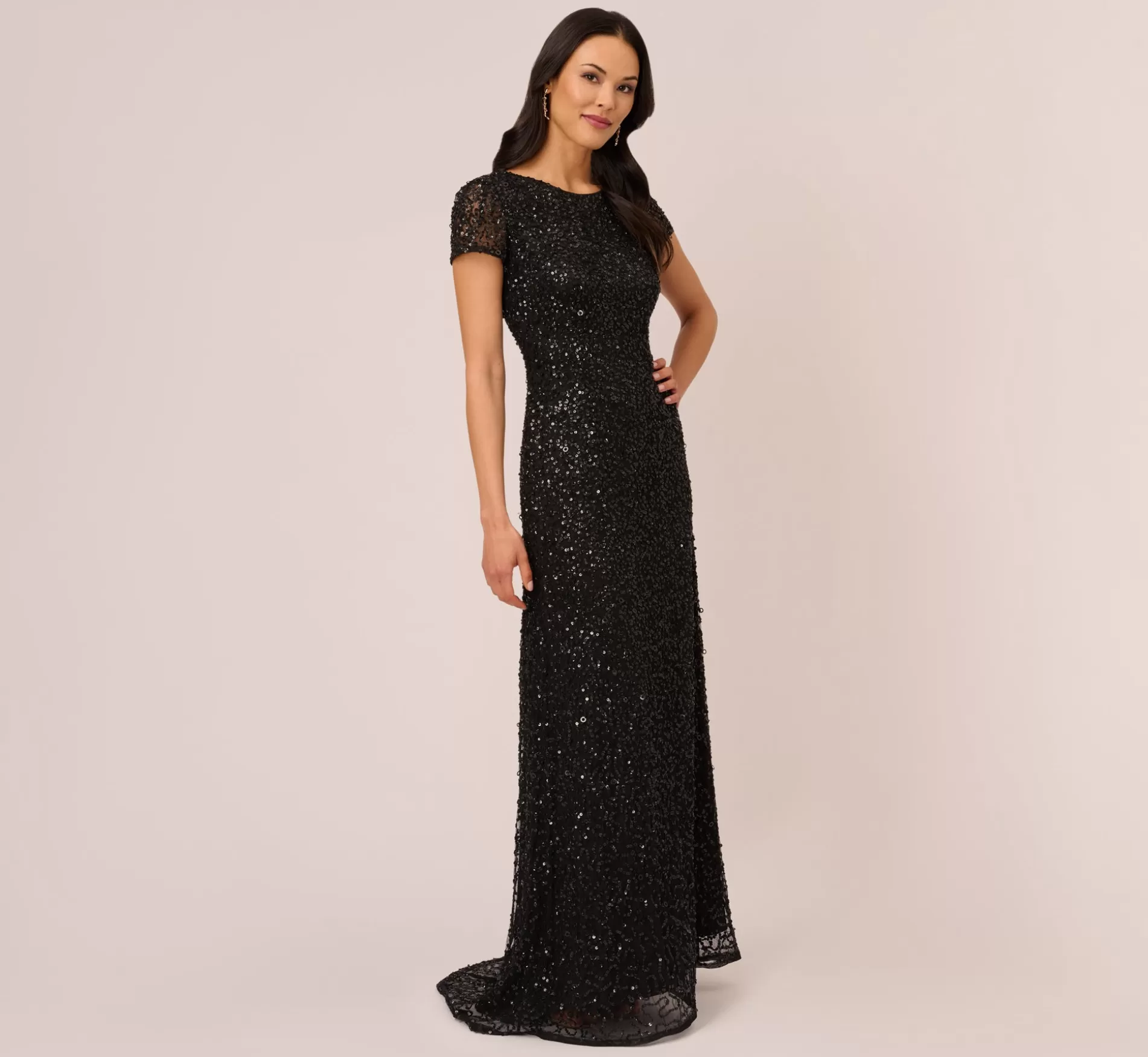 Clearance Scoop Back Sequin Gown In Black Long Dresses | Best Sellers