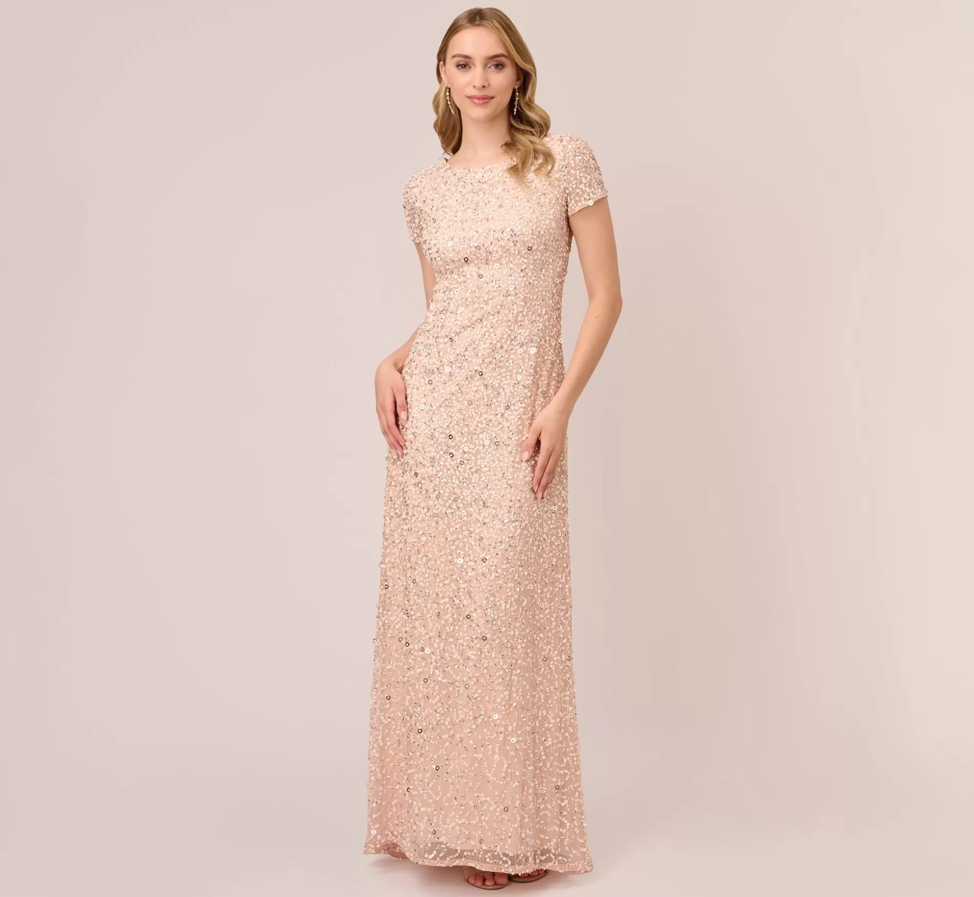 New Scoop Back Sequin Gown In Blush Long Dresses | Best Sellers