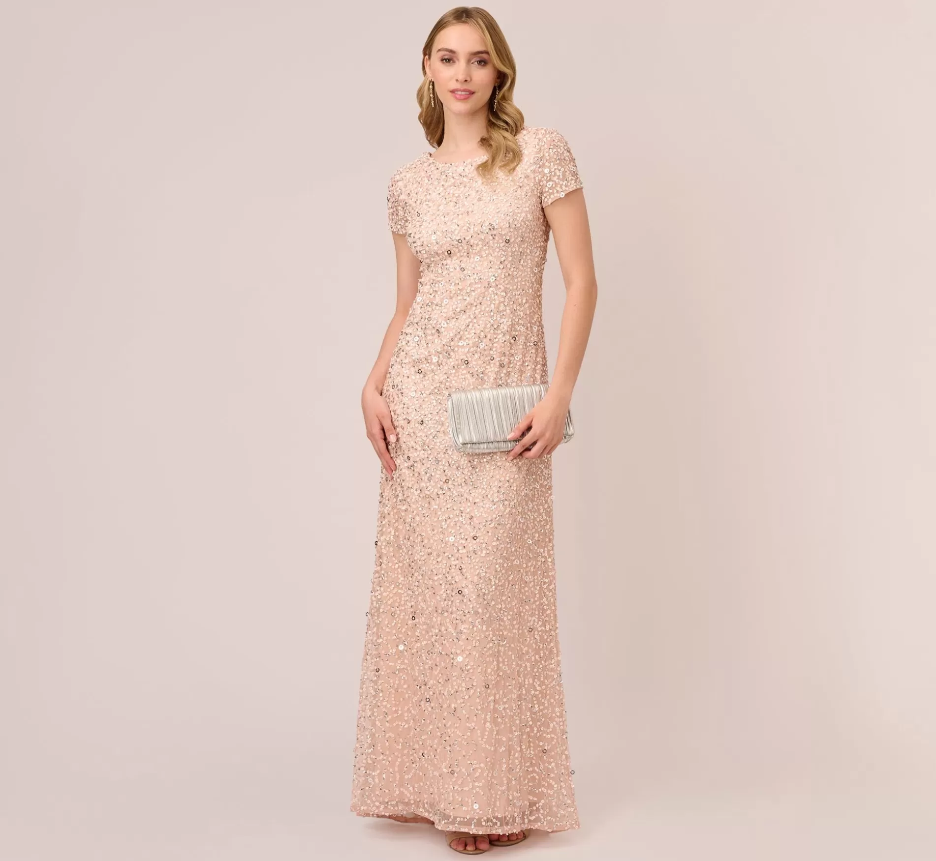 New Scoop Back Sequin Gown In Blush Long Dresses | Best Sellers