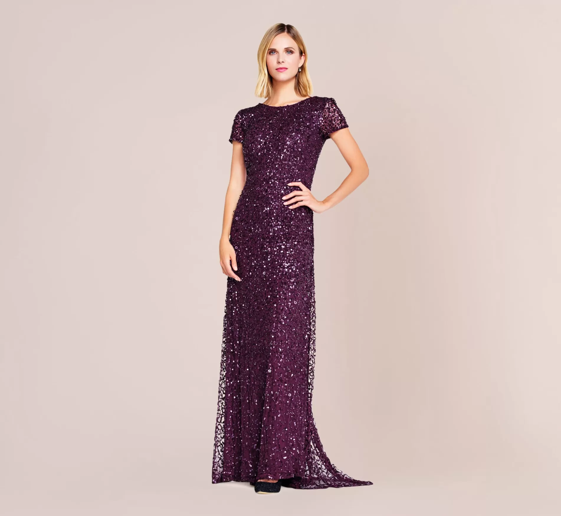 New Scoop Back Sequin Gown In Cabernet Long Dresses | Long Dresses