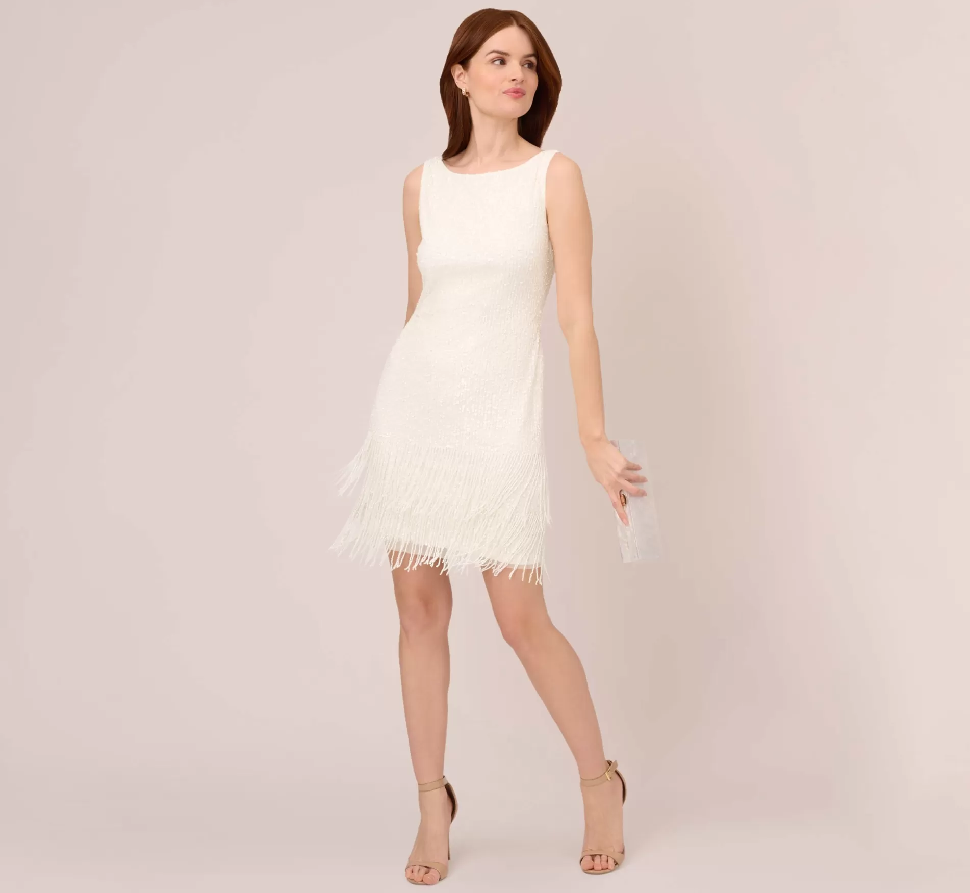 Fashion Sleeveless Beaded Cocktail Dress In Ivory Little White Dresses | Short Wedding Dresses