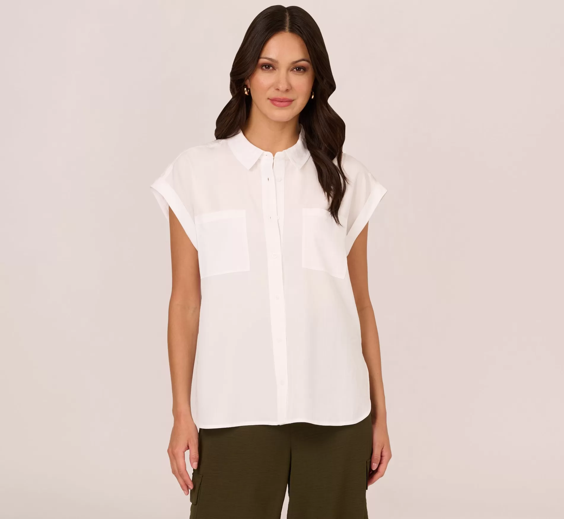 Store Sleeveless Utility Shirt With Chest Pockets In White Formal