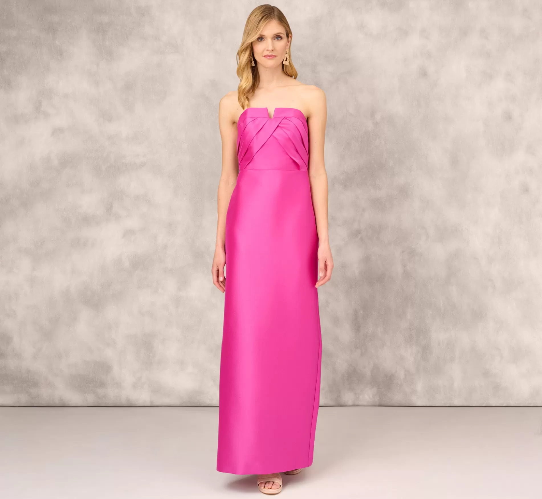 Flash Sale Strapless Mikado Gown With Pleated Bodice In Magenta Long Dresses | Long Dresses