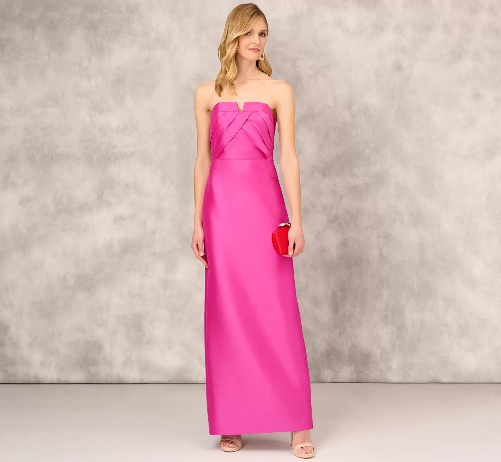 Flash Sale Strapless Mikado Gown With Pleated Bodice In Magenta Long Dresses | Long Dresses