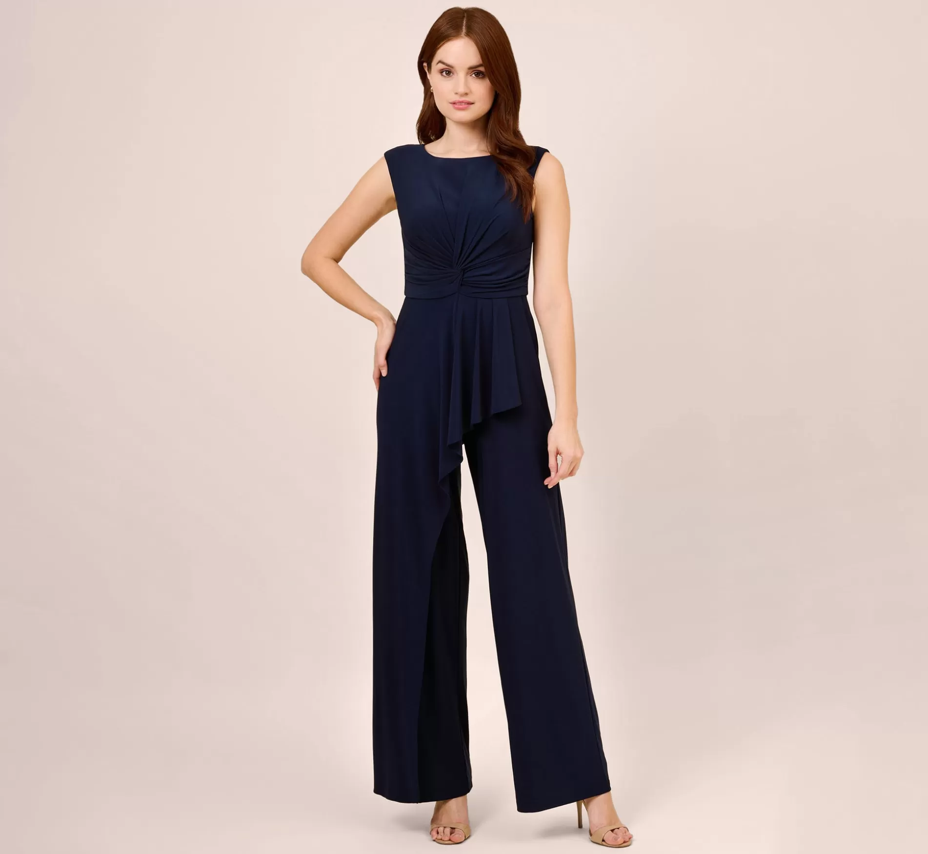 Clearance Stretch Jersey Twist-Front Jumpsuit With Overlay In Midnight Day Dresses | Jumpsuits