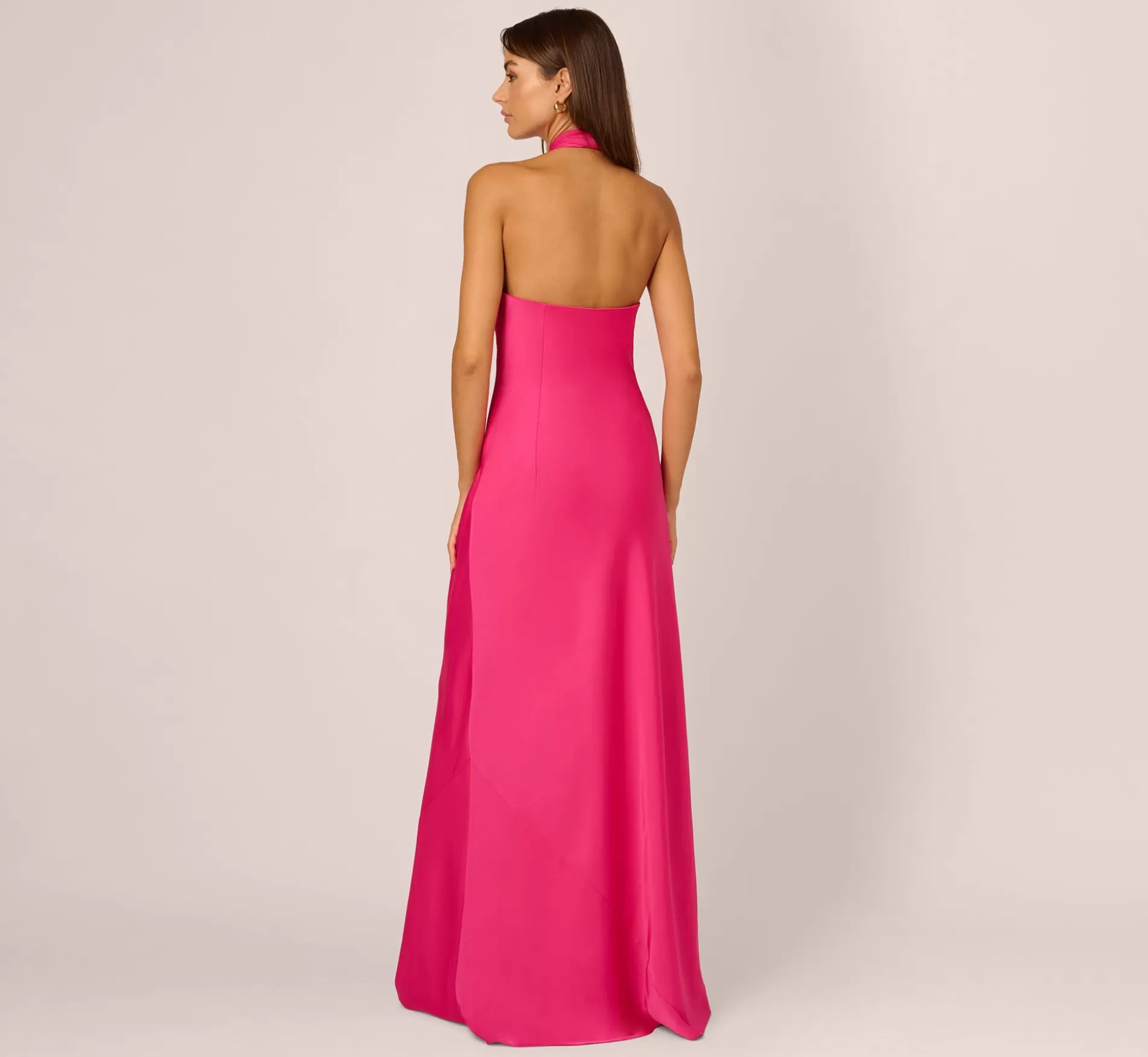 Sale Stretch Satin Mermaid Gown With Halter Neckline In Hot Pink Formal | Long Dresses